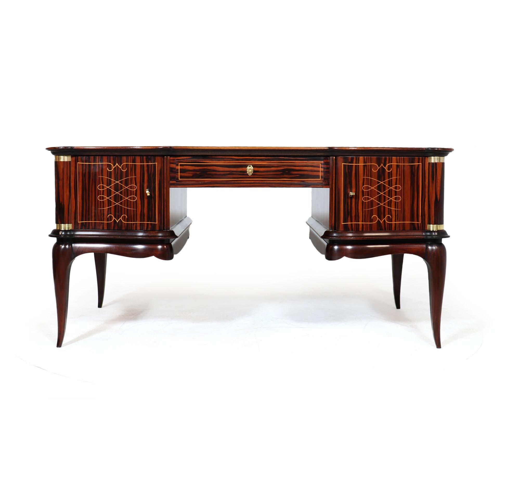 French Art Deco Desk in Macassar Ebony, 1930 In Good Condition In Paddock Wood Tonbridge, GB