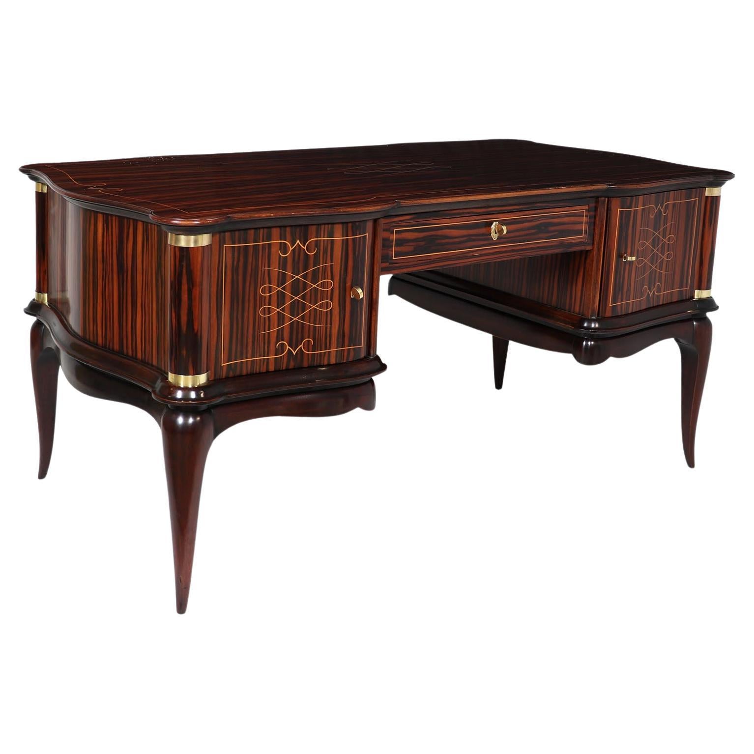 French Art Deco Desk in Macassar Ebony, 1930