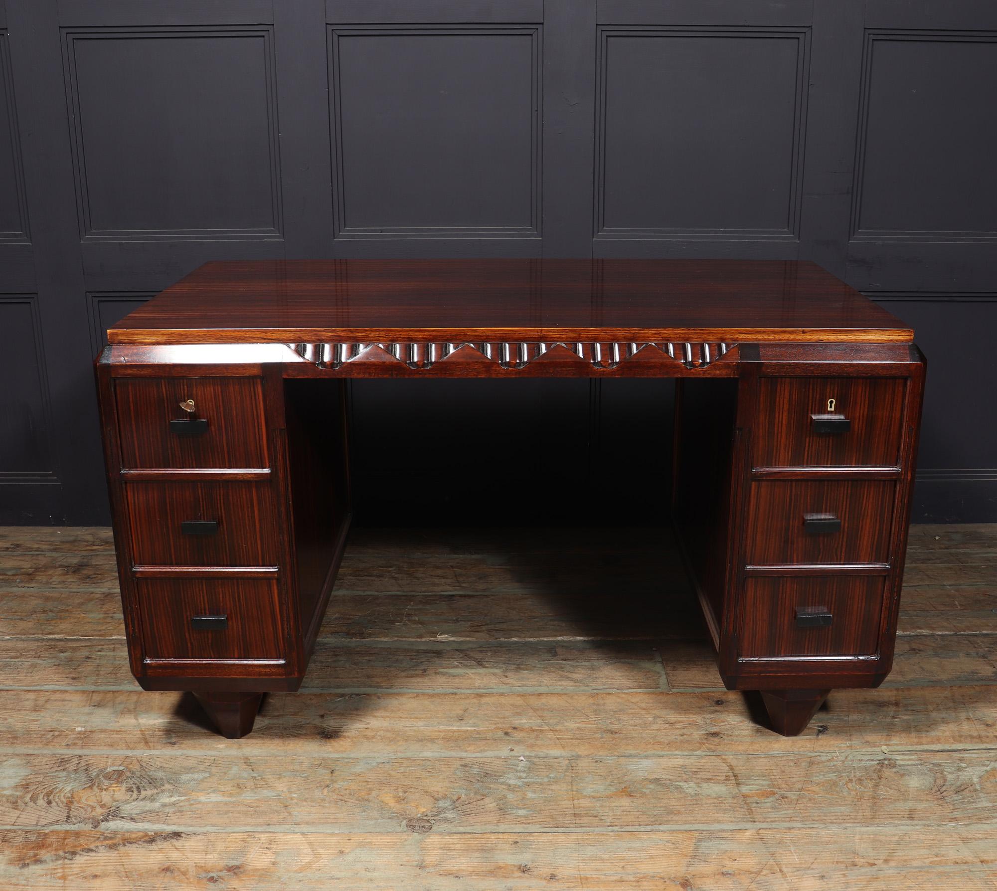 French Art Deco Desk in Macassar Ebony By Majorelle In Excellent Condition For Sale In Paddock Wood Tonbridge, GB