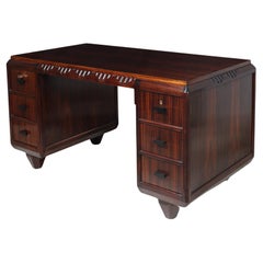 Antique French Art Deco Desk in Macassar Ebony By Majorelle