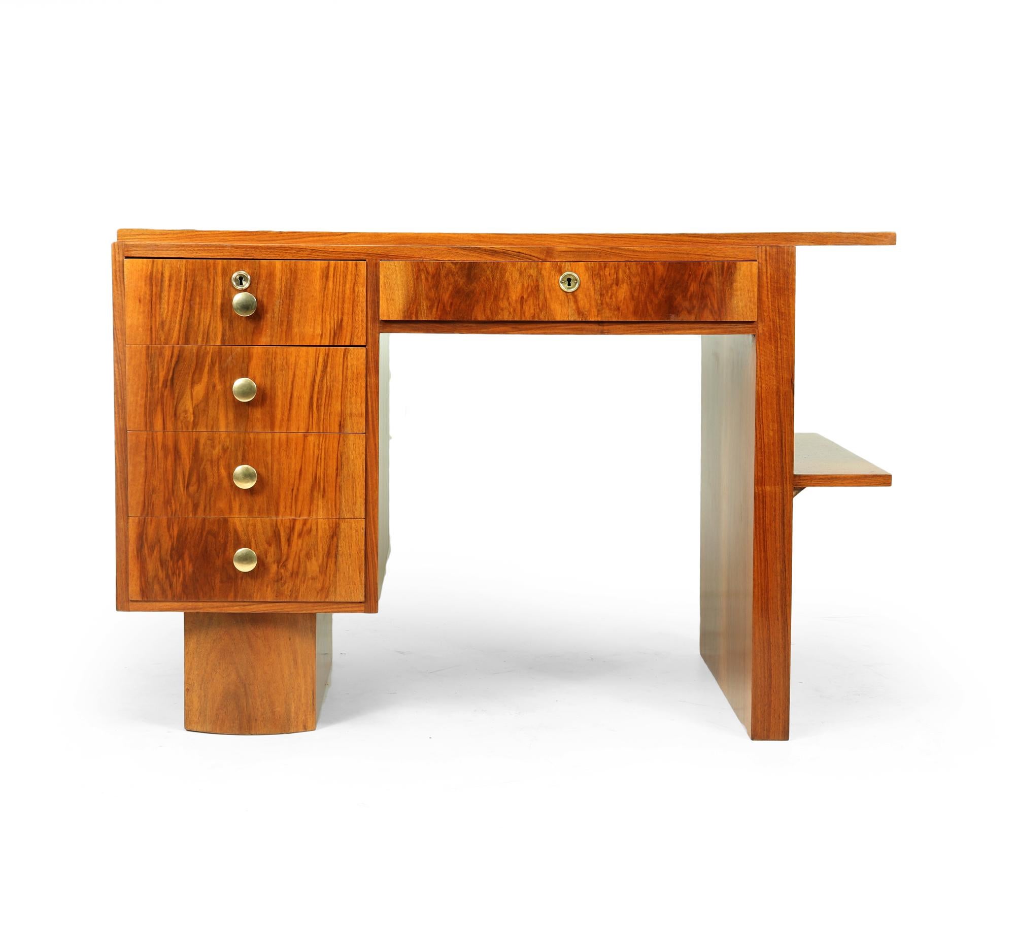French Art Deco Desk in Walnut In Excellent Condition In Paddock Wood Tonbridge, GB