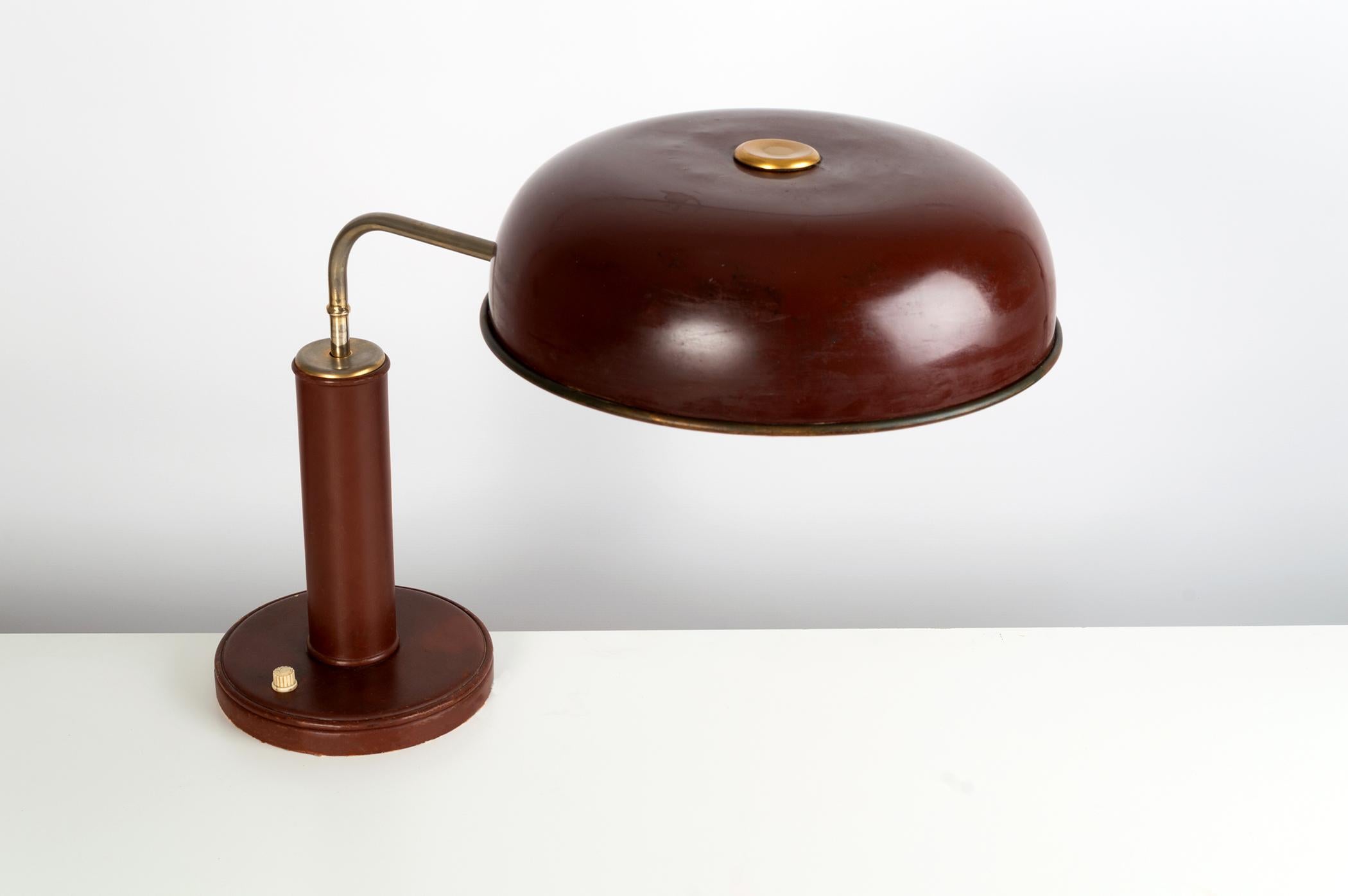 Metal French Art Deco Desk Lamp, C.1940