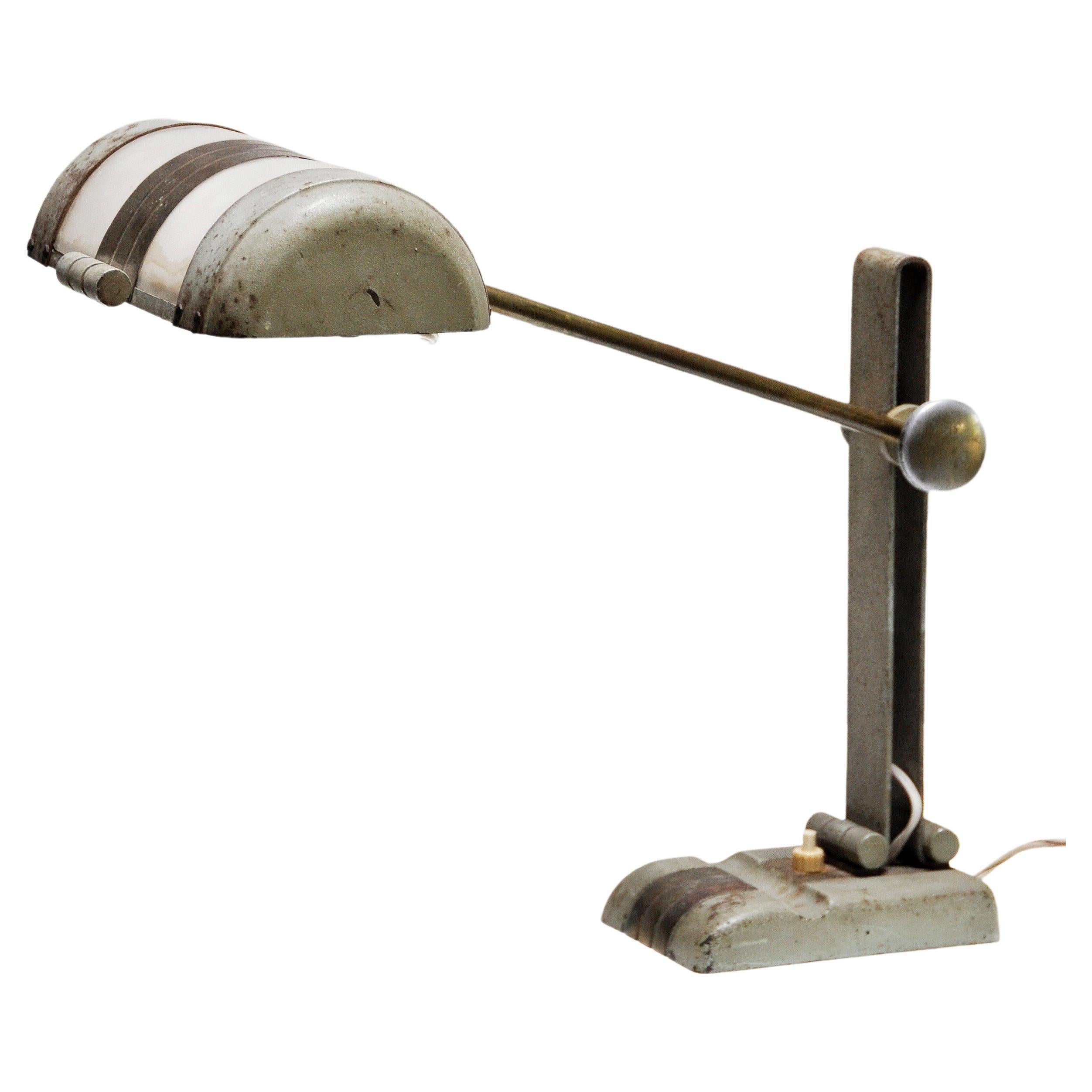 French Art Deco Desk Lamp in the Style of Rene Koechlin, 1930s For Sale