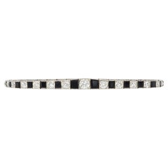 French Art Deco diamond and onyx line bracelet
