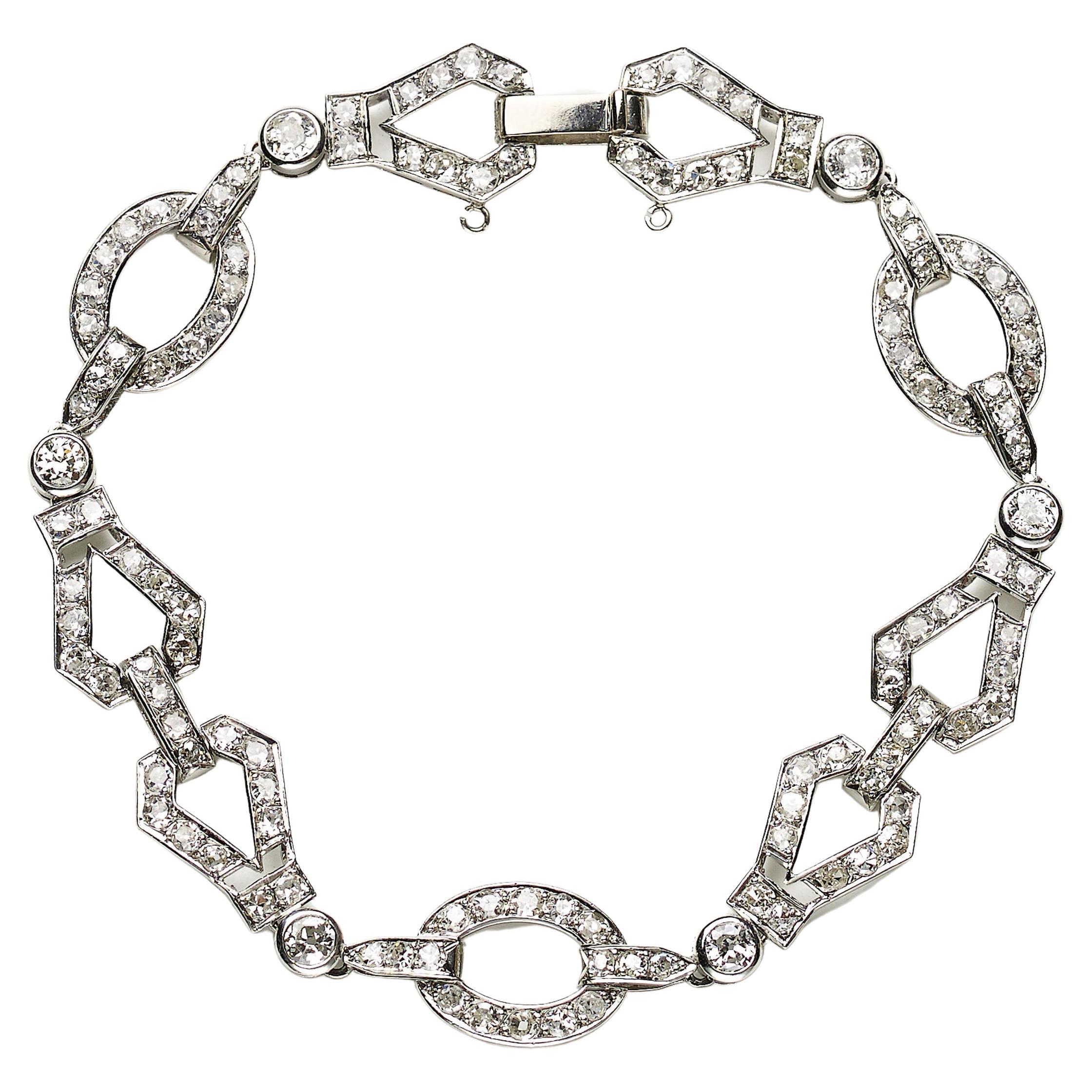 French Art Deco Diamond and Platinum Bracelet, Circa 1930