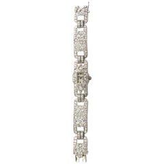 French Art Deco Diamond and Platinum Cocktail Wristwatch, Circa 1930