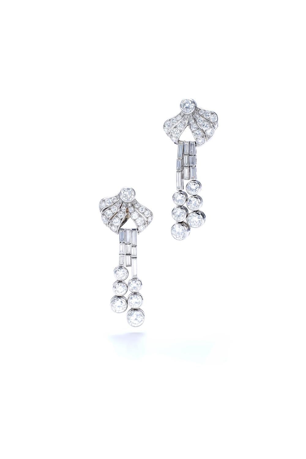 art deco platinum earrings