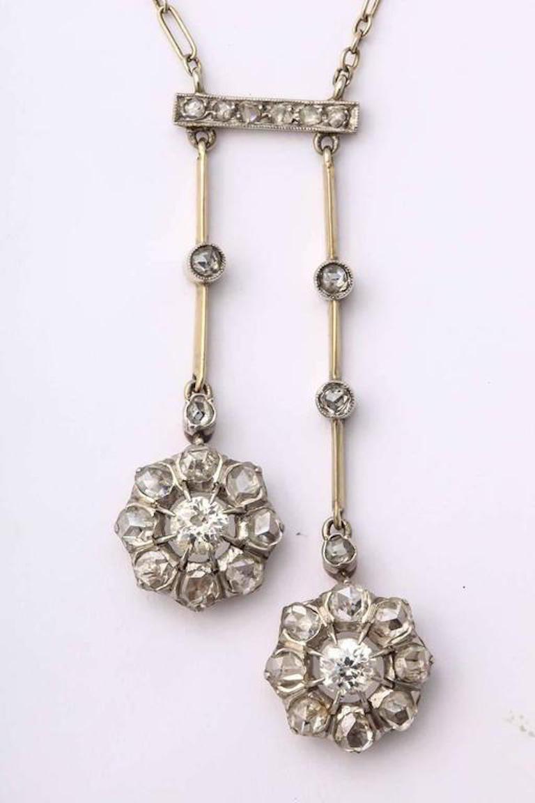 French Cut French Art Deco Diamond and Platinum Neglige  For Sale