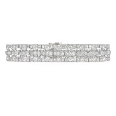 French Art Deco Diamond and Platinum Undulating Openwork Bracelet