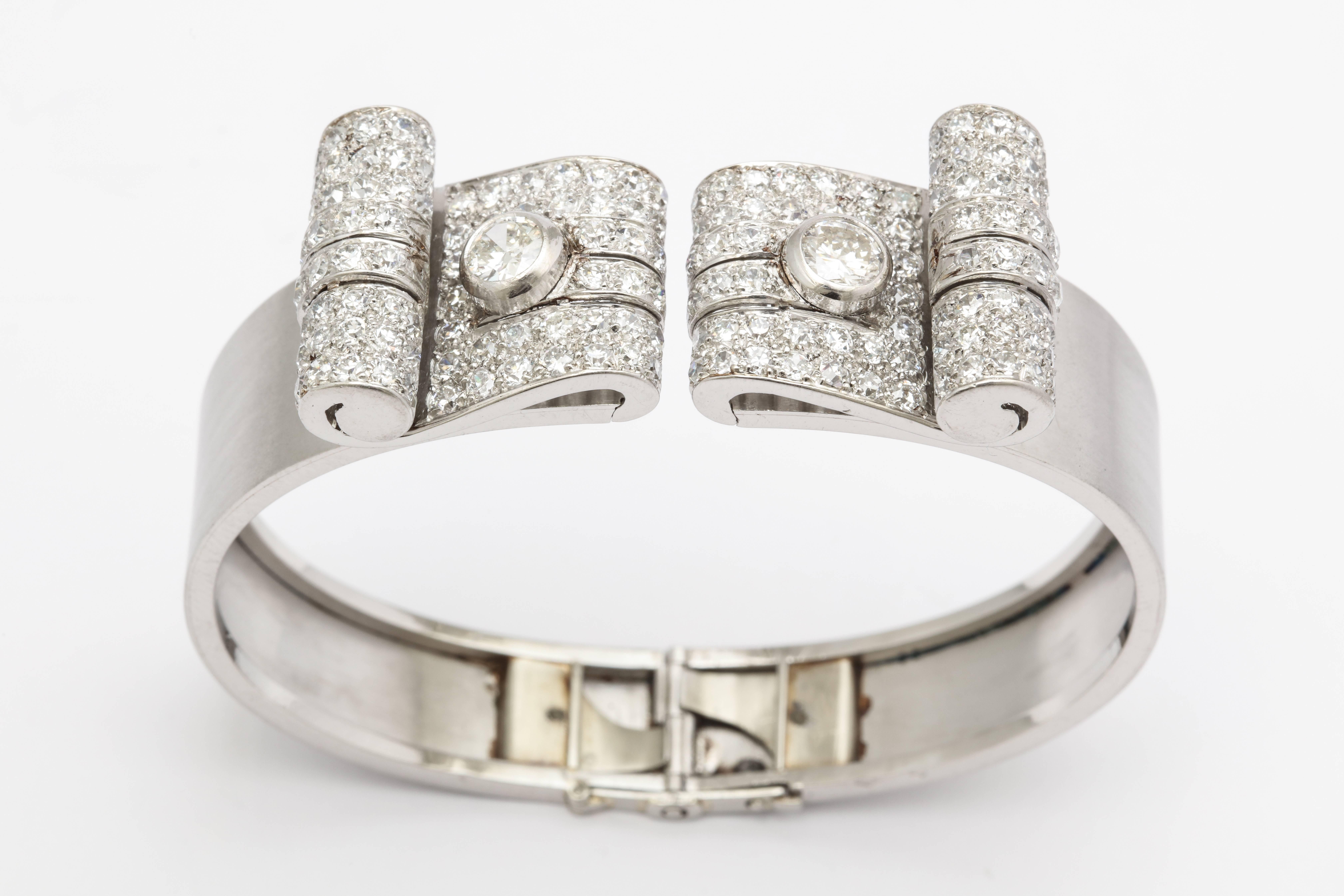 French Art Deco Diamond Bangle For Sale 1