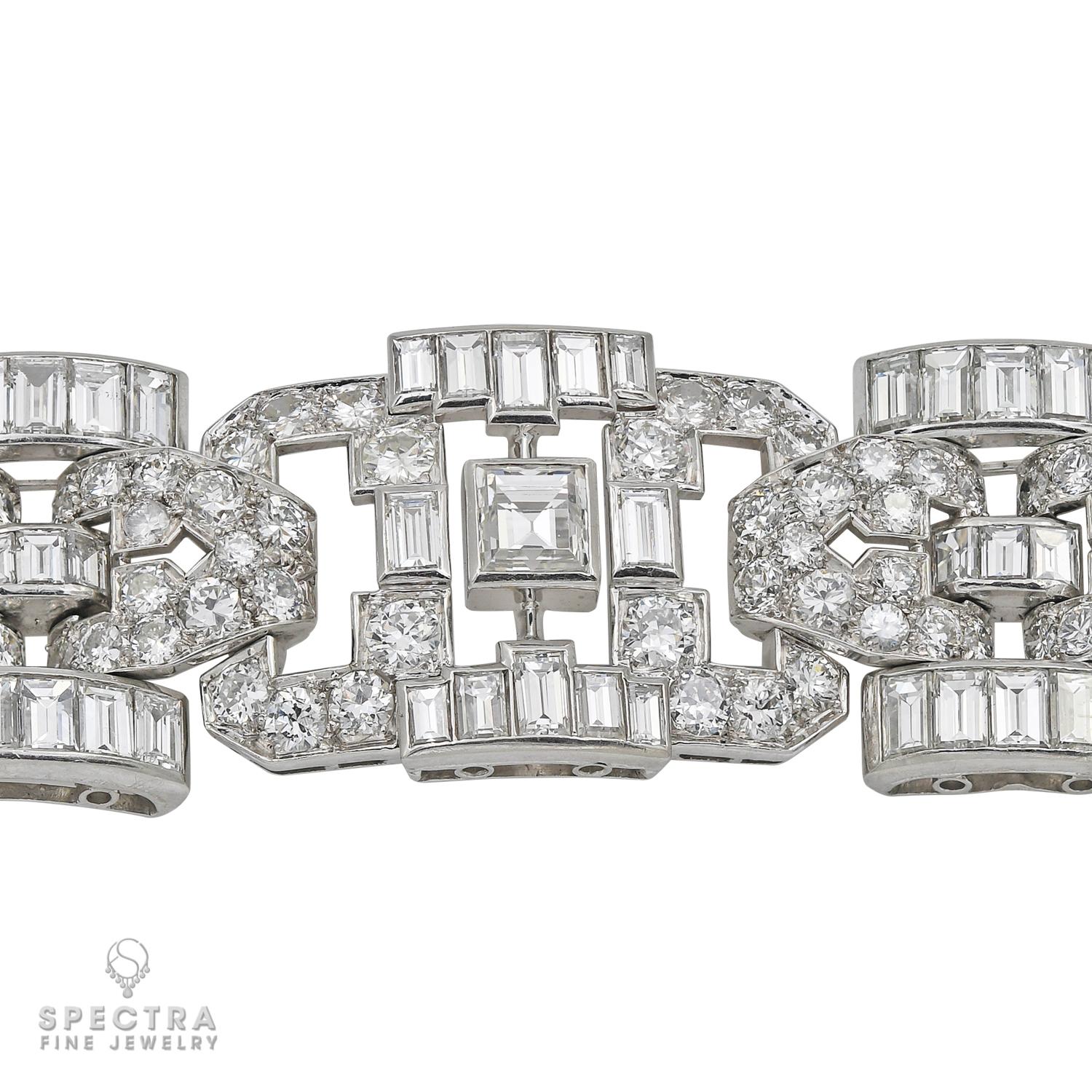 Bracelet français Art déco en diamants, c. 1935 Bon état - En vente à New York, NY