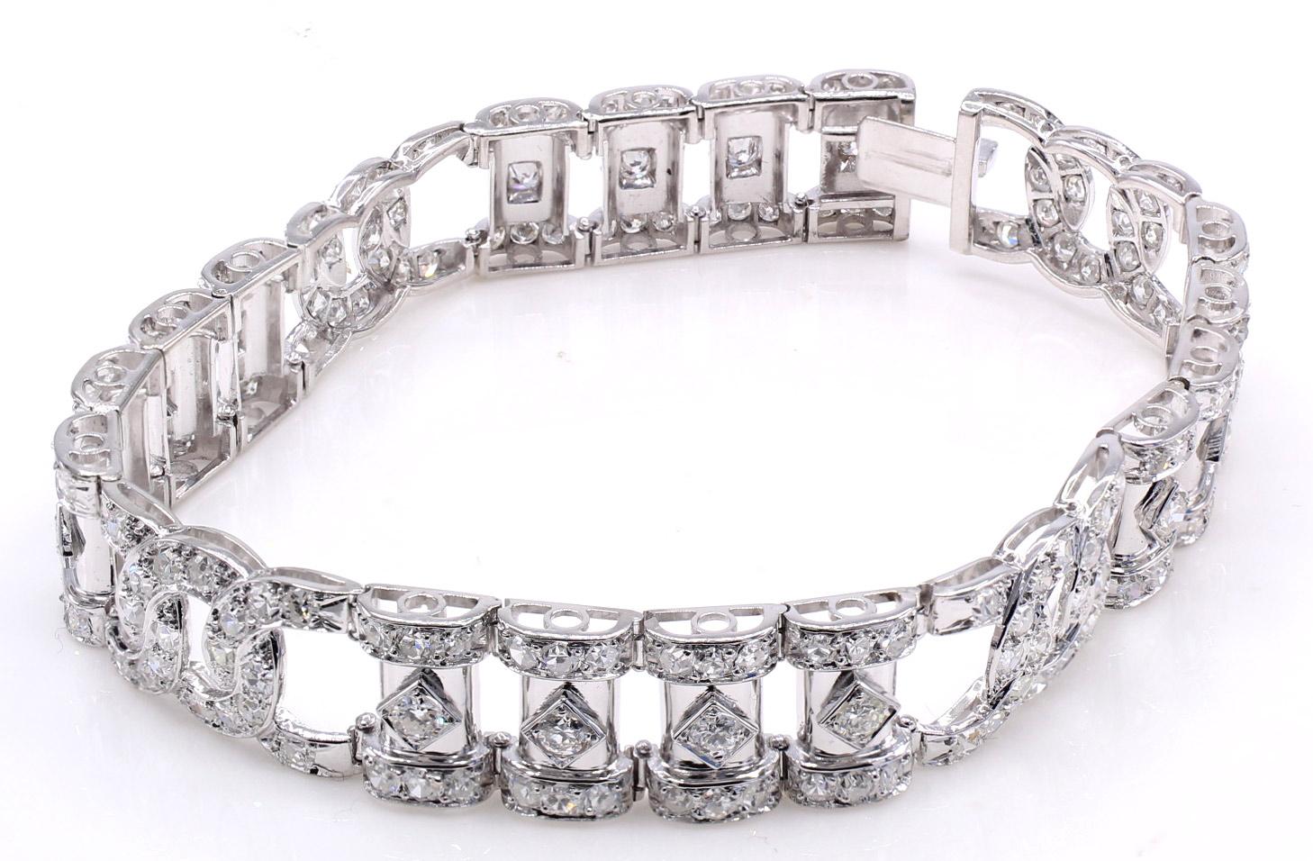 Round Cut French Art Deco Diamond Bracelet For Sale
