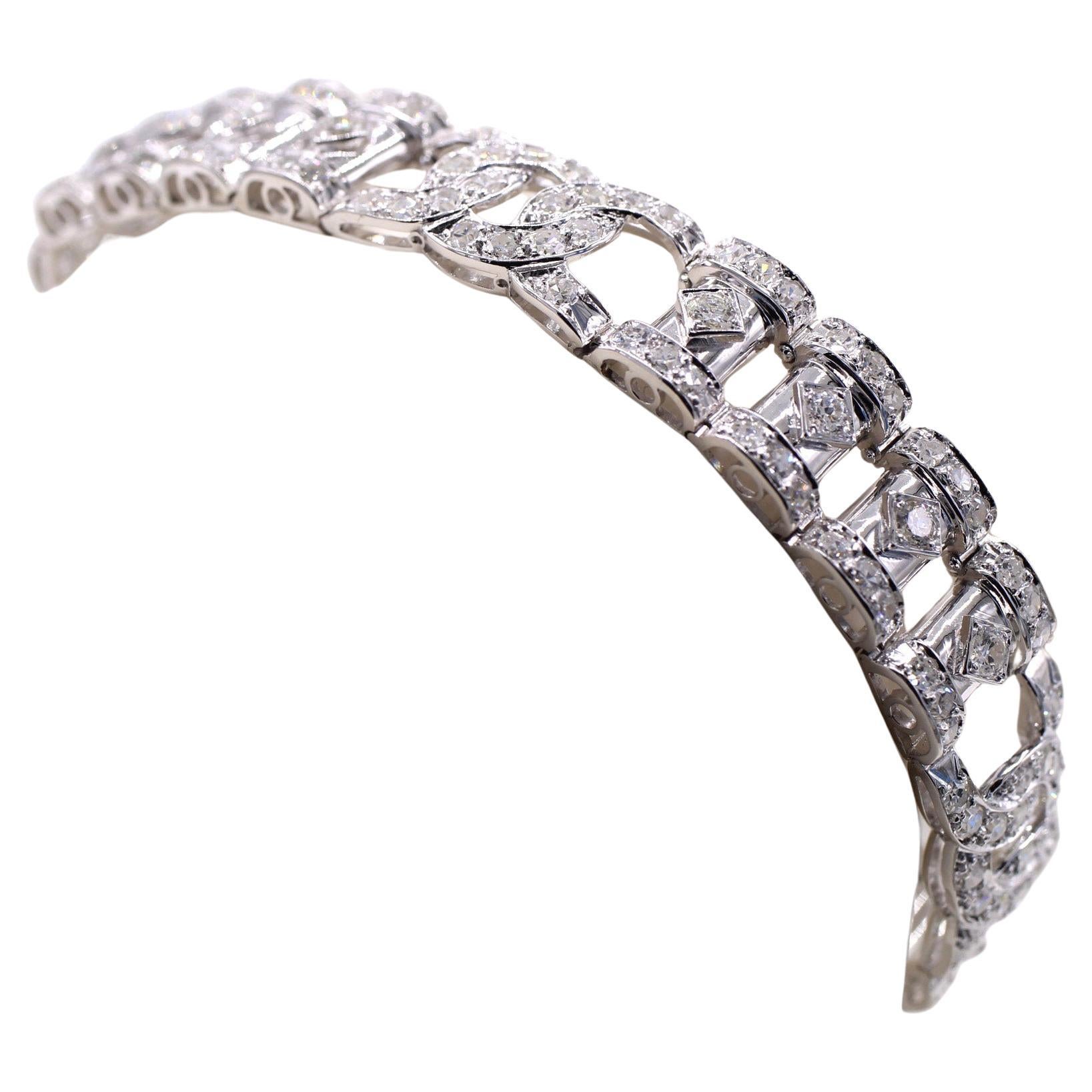 French Art Deco Diamond Bracelet For Sale