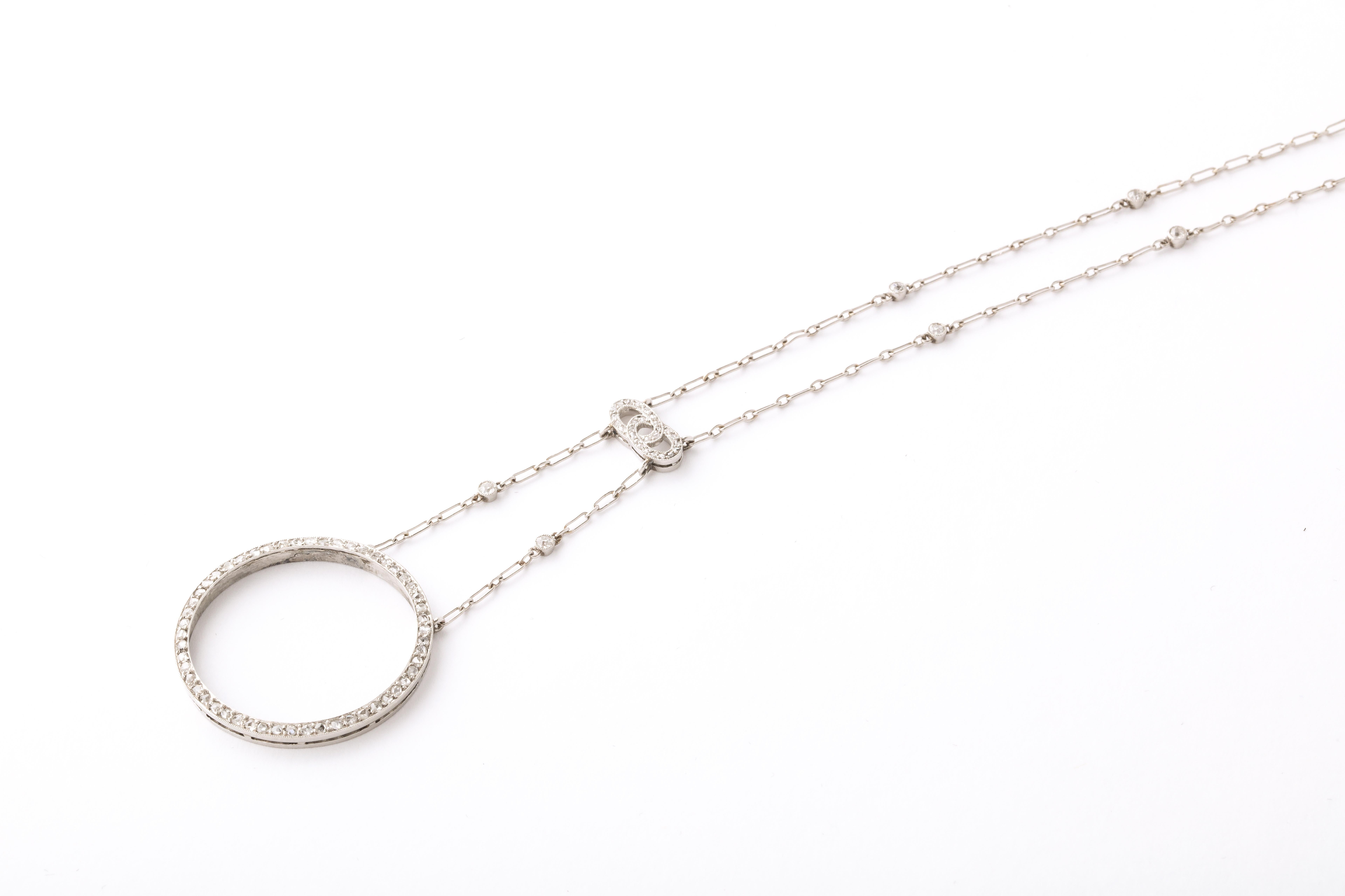 French Art Deco Diamond Circle Necklace 1