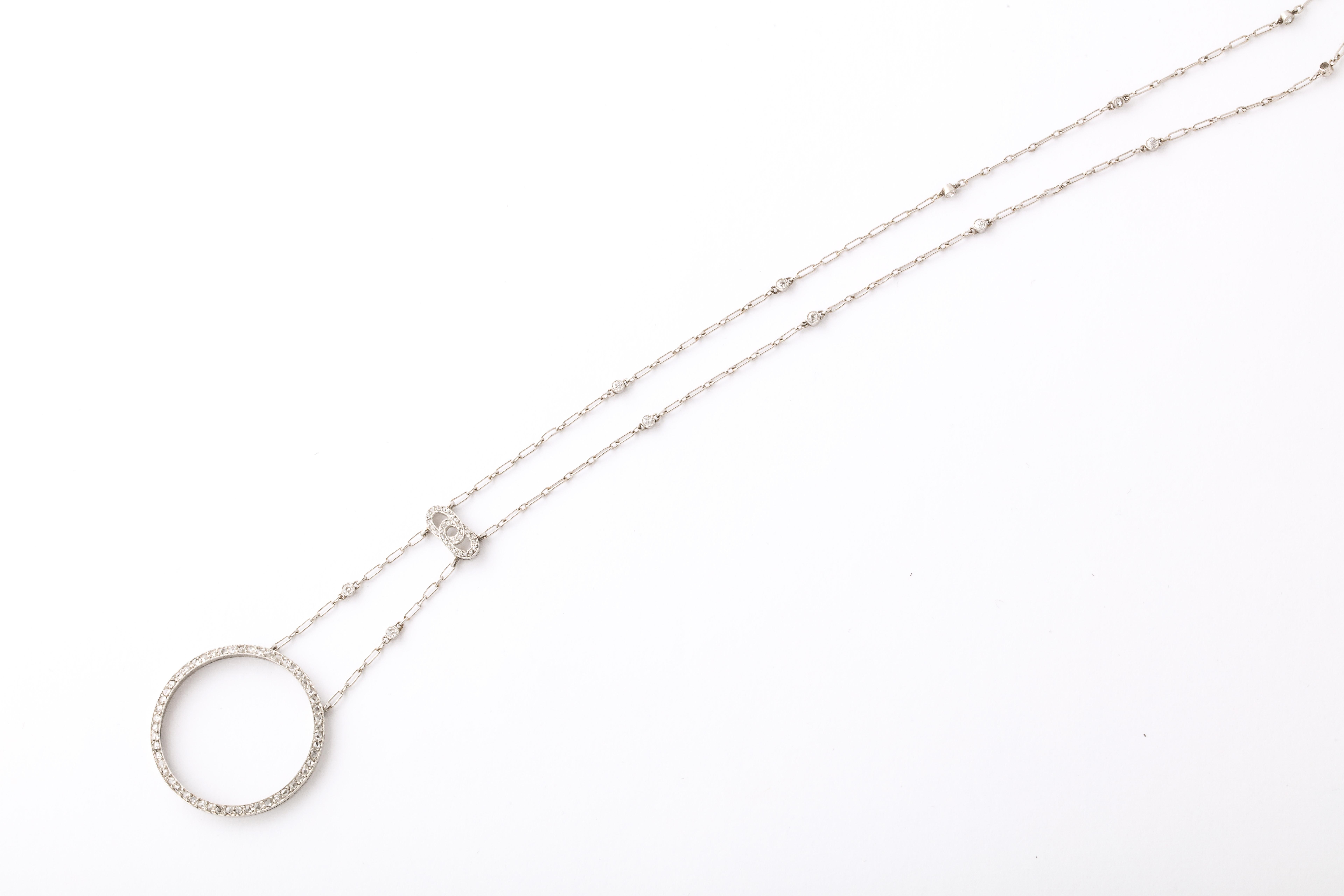 French Art Deco Diamond Circle Necklace 2