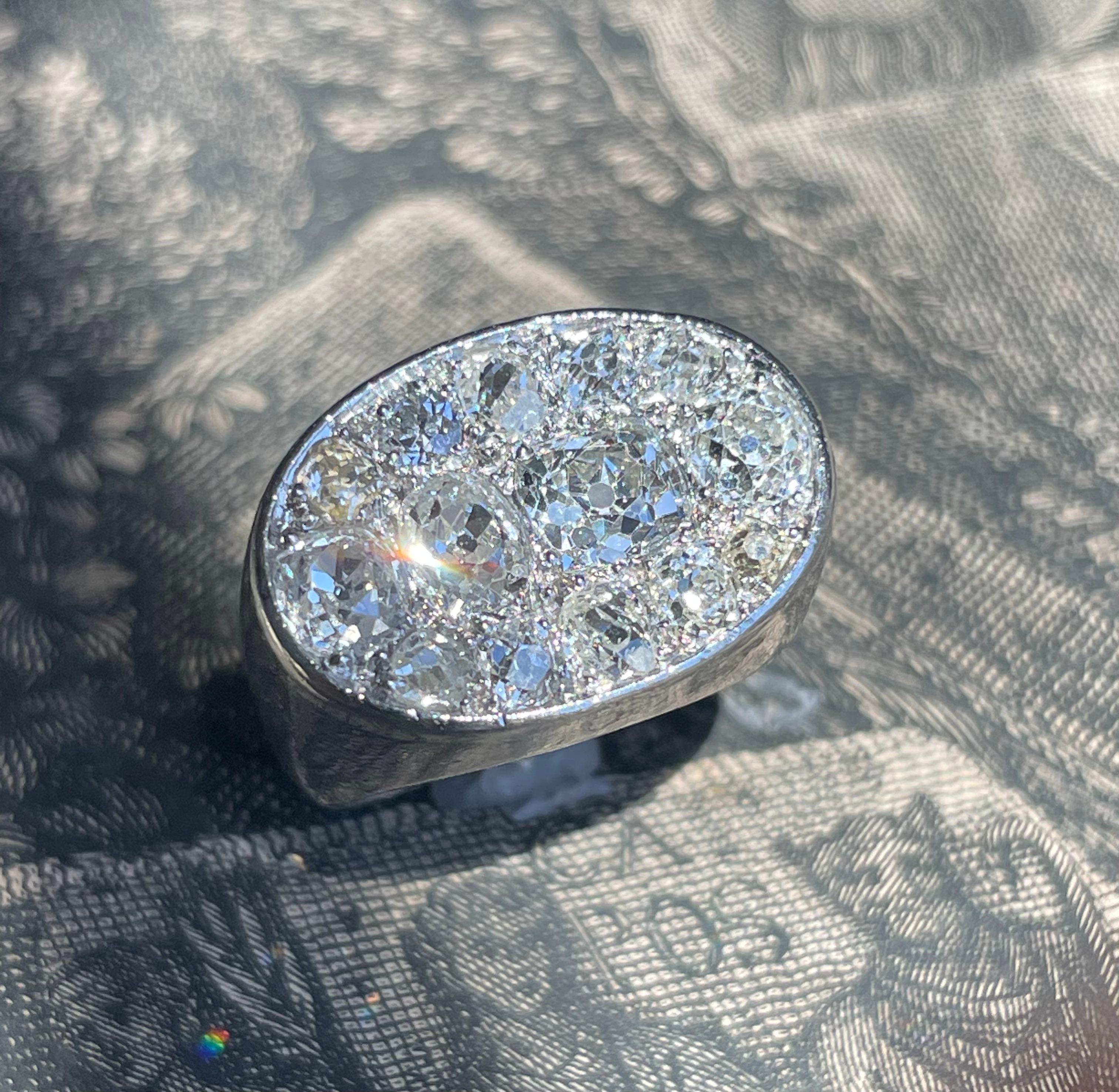 Cobblestone-Ring mit Diamanten im Art déco-Stil im Angebot 5
