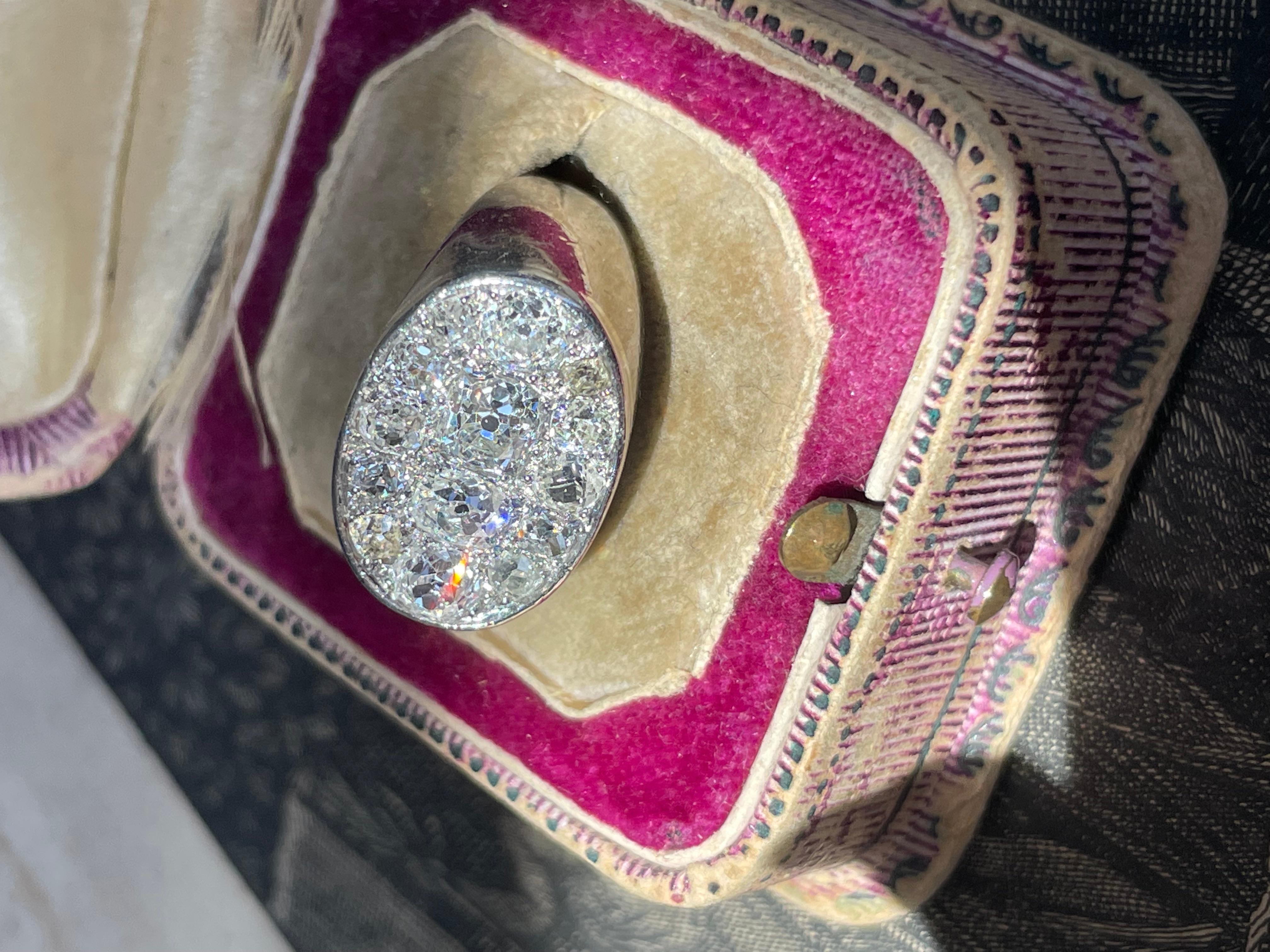 French Art Deco Diamond Cobblestone Ring For Sale 6