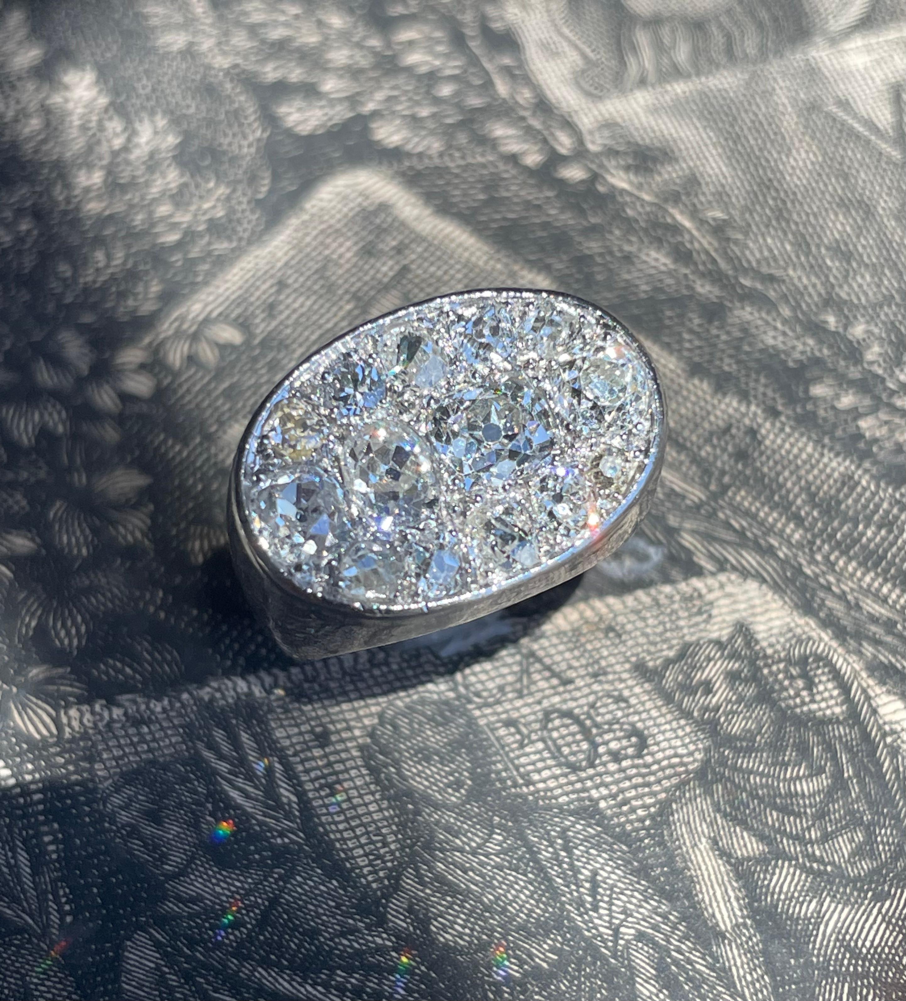 French Art Deco Diamond Cobblestone Ring For Sale 4