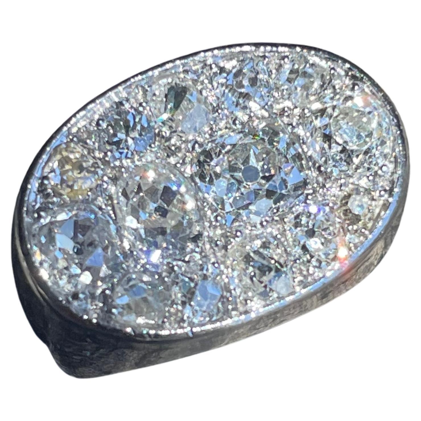 French Art Deco Diamond Cobblestone Ring For Sale