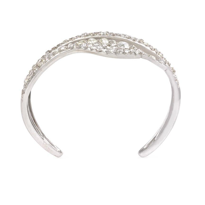French Art Deco Diamond Coiled Serpent Bracelet In Excellent Condition In New York, NY