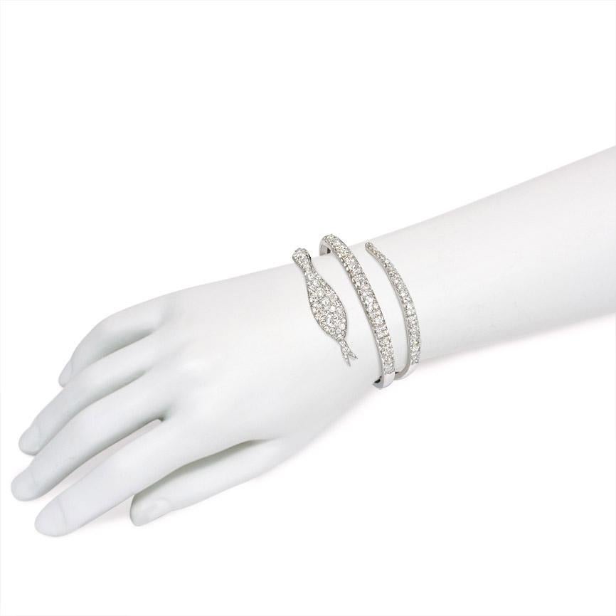 Women's or Men's French Art Deco Diamond Coiled Serpent Bracelet