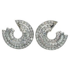 French Art Déco Diamond Ear Clips, circa 1930s
