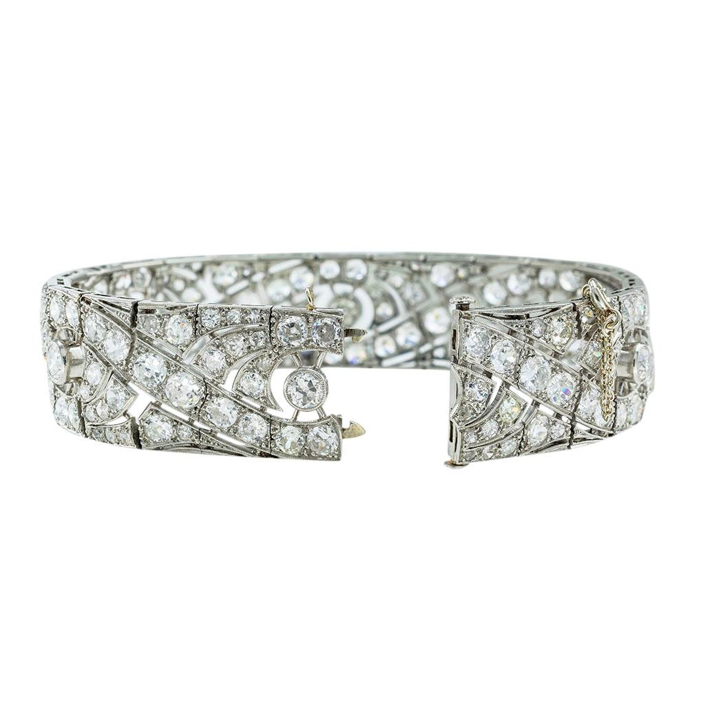 French Art Deco Diamond Link Platinum Bracelet In Good Condition In Los Angeles, CA