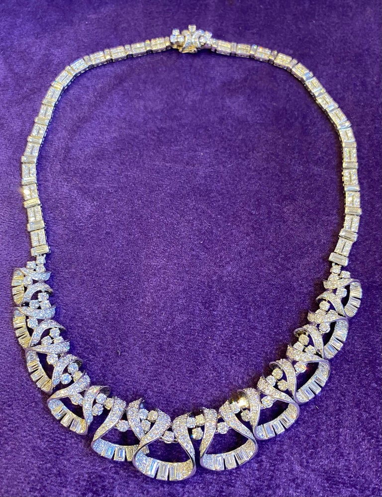 French Art Deco Diamond Necklace For Sale at 1stDibs