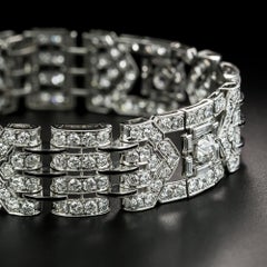 French Art Deco Diamond Platinum Black Enamel Bracelet