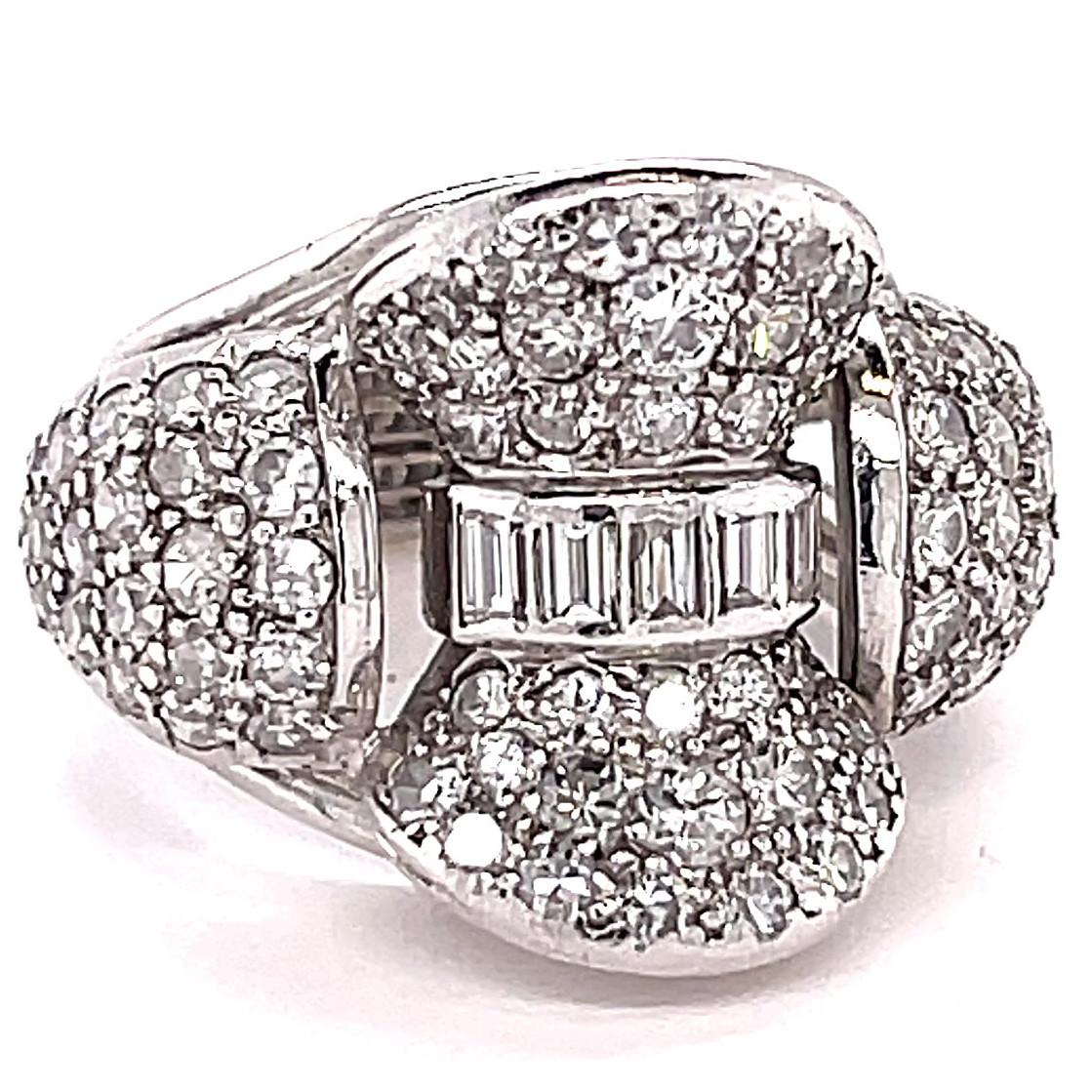 French Art Deco Diamond Platinum Cocktail Ring In Excellent Condition In Beverly Hills, CA