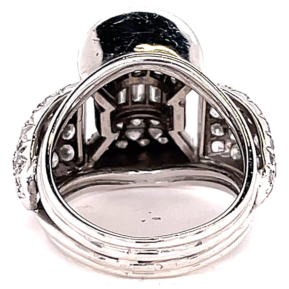 French Art Deco Diamond Platinum Cocktail Ring 1