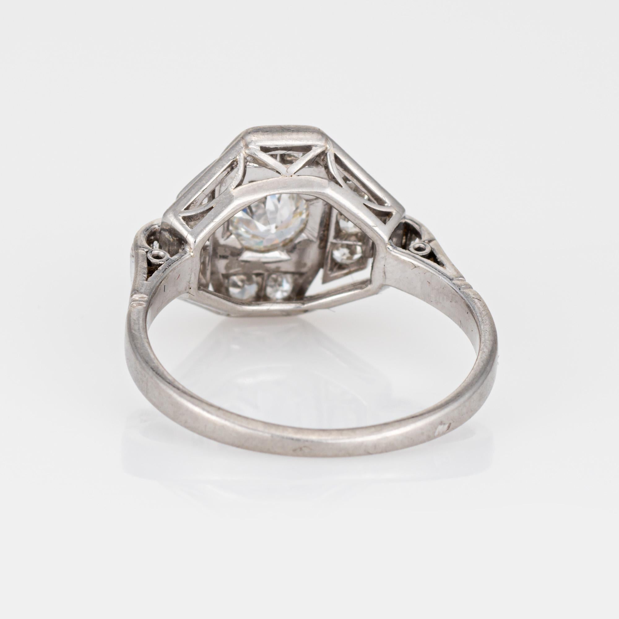 Verlobungsring aus Platin mit Diamanten im französischen Art déco-Stil Gr. 6 Damen im Angebot