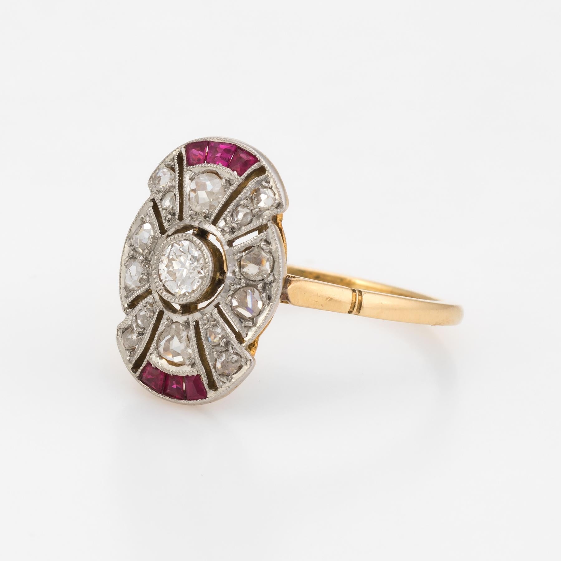 Old European Cut French Art Deco Diamond Ruby Ring Antique 18k Gold Platinum Vintage Fine Jewelry
