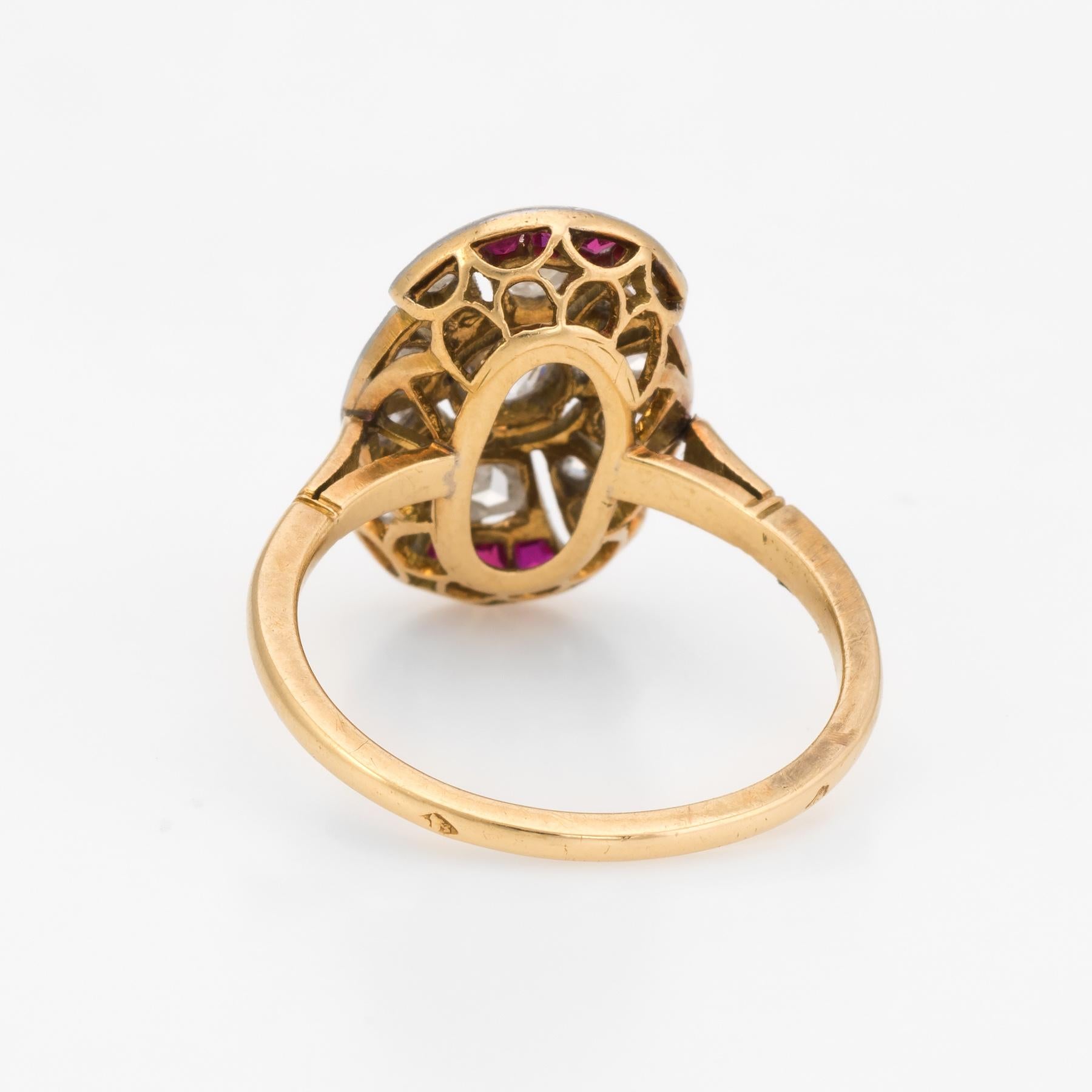 French Art Deco Diamond Ruby Ring Antique 18k Gold Platinum Vintage Fine Jewelry In Good Condition In Torrance, CA