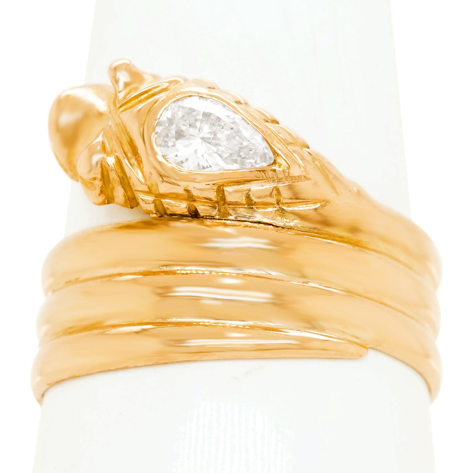 French Art Deco Diamond Set Snake Ring 1
