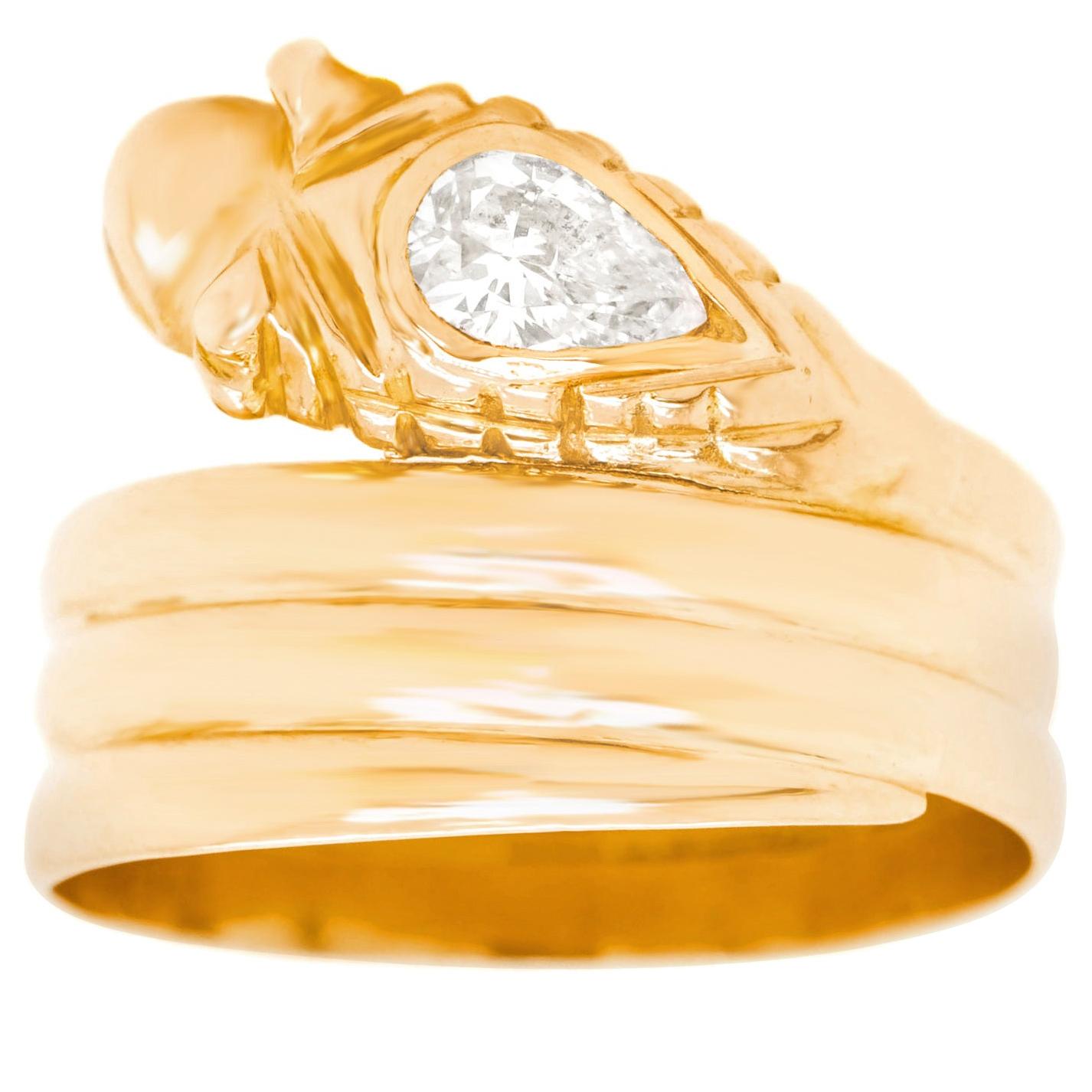 French Art Deco Diamond Set Snake Ring