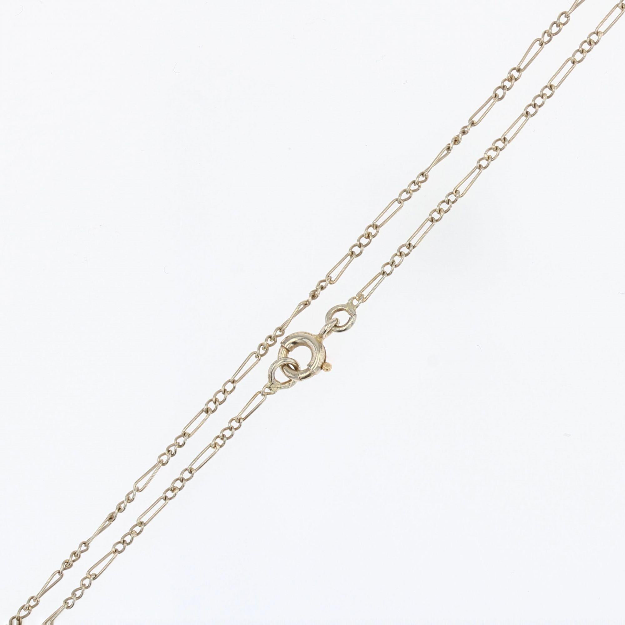 French Art Deco Diamonds 18 Karat White Gold Pendant Necklace For Sale 3