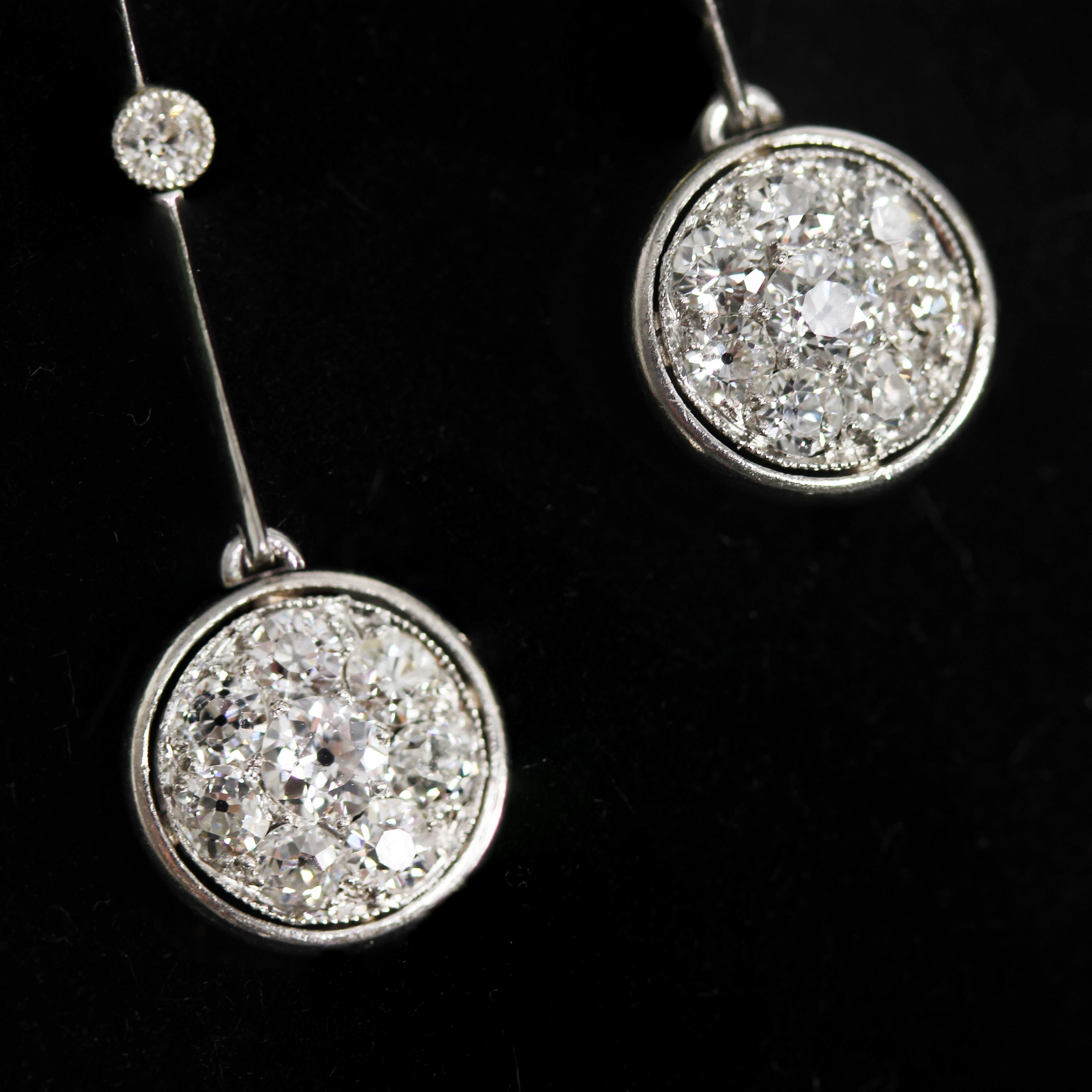 French Art Deco Diamonds  18 Karat White Gold Platinum Neglige Necklace For Sale 6