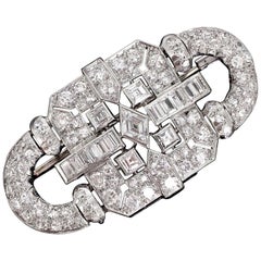 French Art Deco Diamonds Platinum Brooch