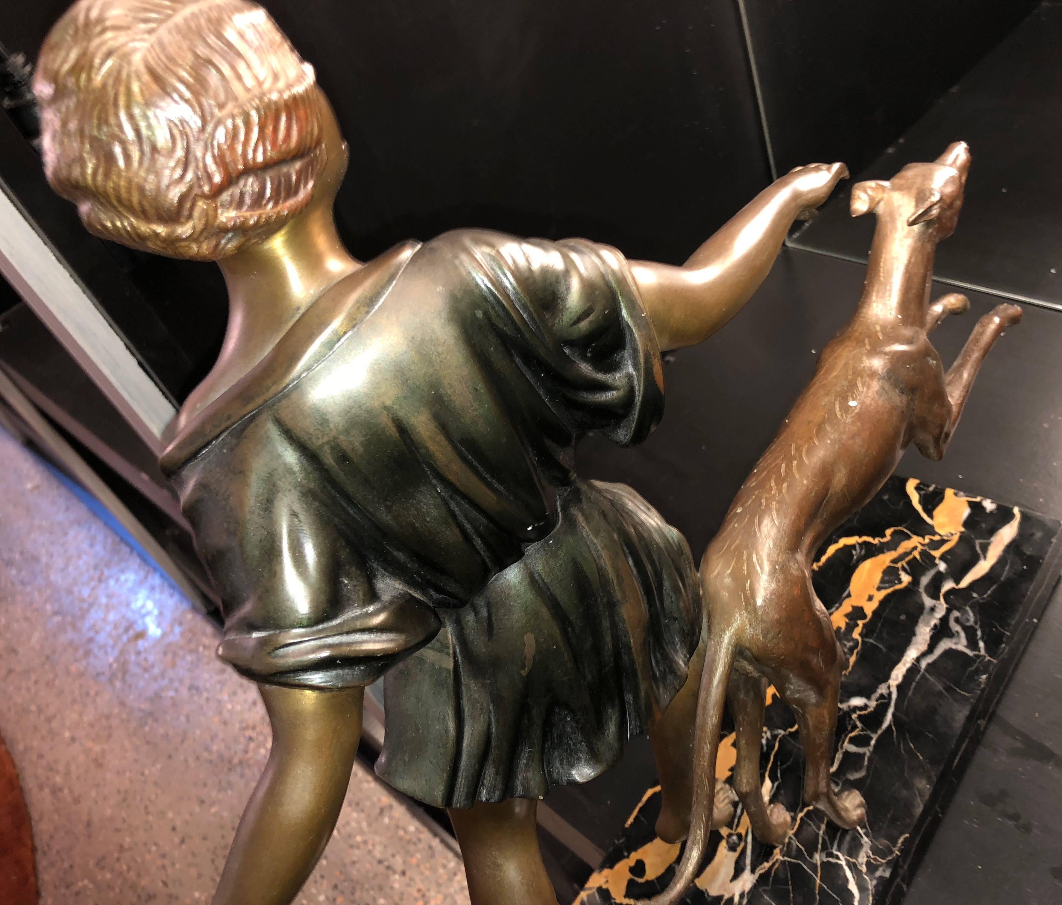 French Art Deco Diana Greyhound Bronze by Ignacio Gallo Sculpture 4