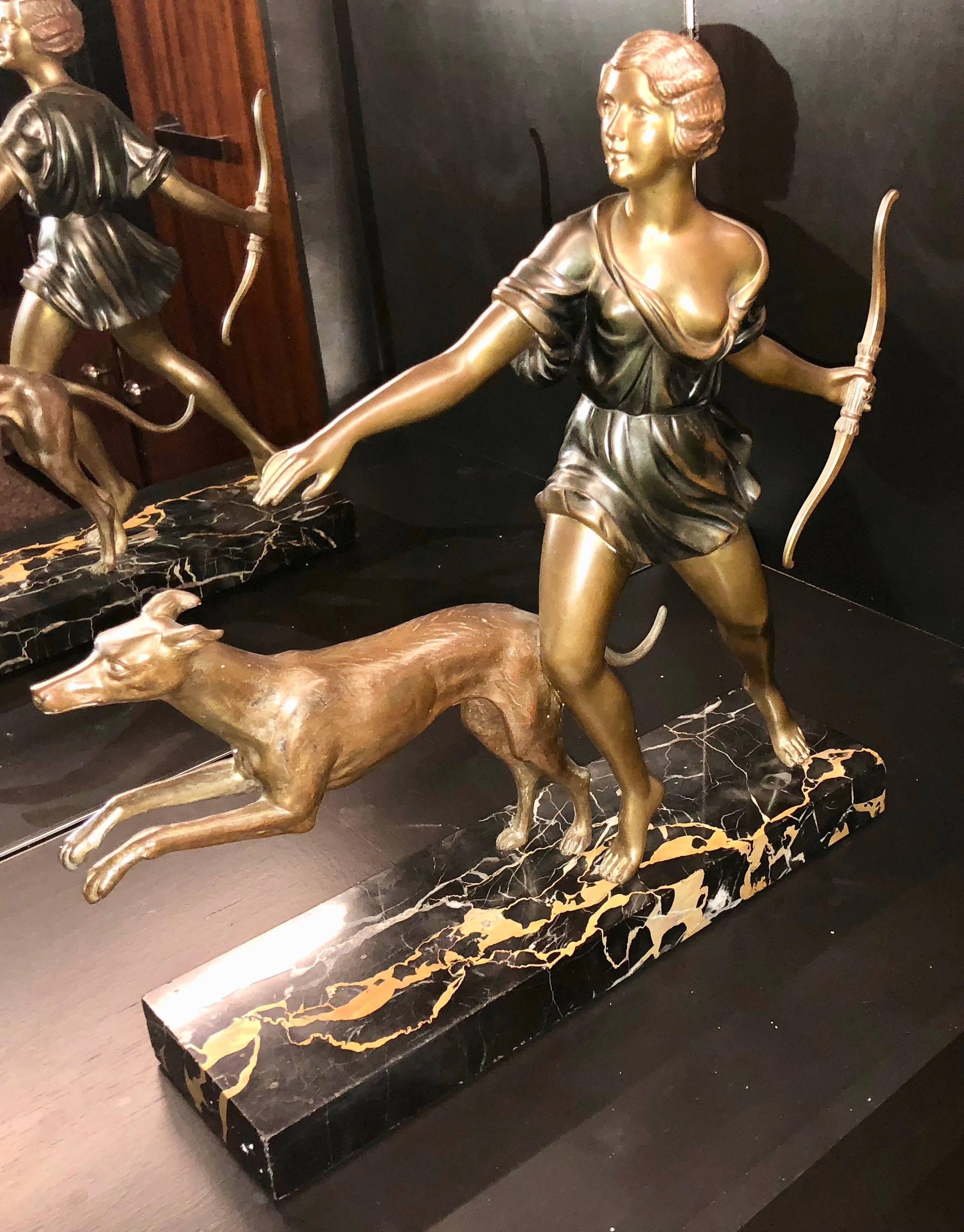 French Art Deco Diana Greyhound Bronze by Ignacio Gallo Sculpture 5