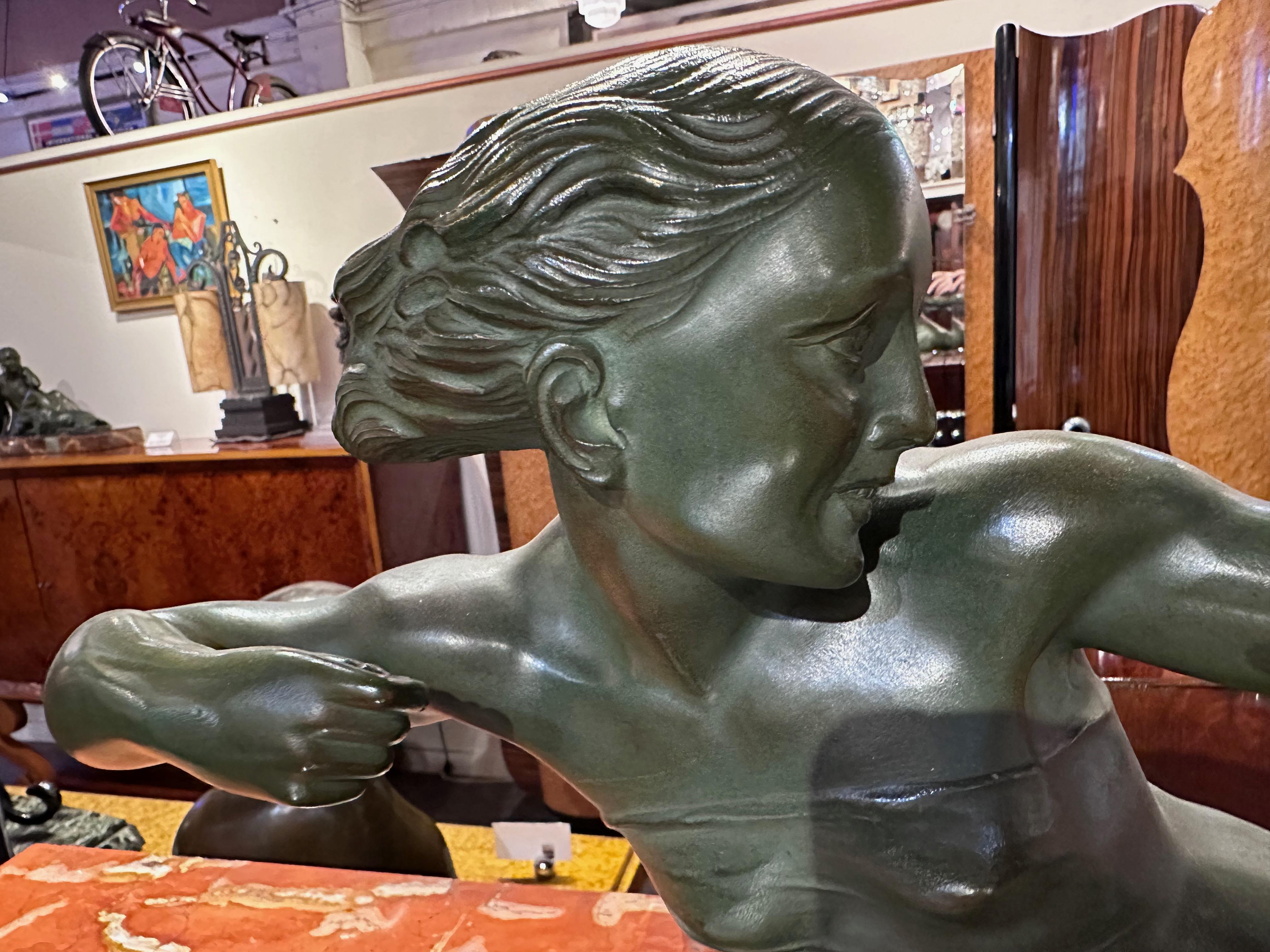 French Art Deco Diana the Huntress Bronze by S. Melanie 1930s In Good Condition For Sale In Oakland, CA