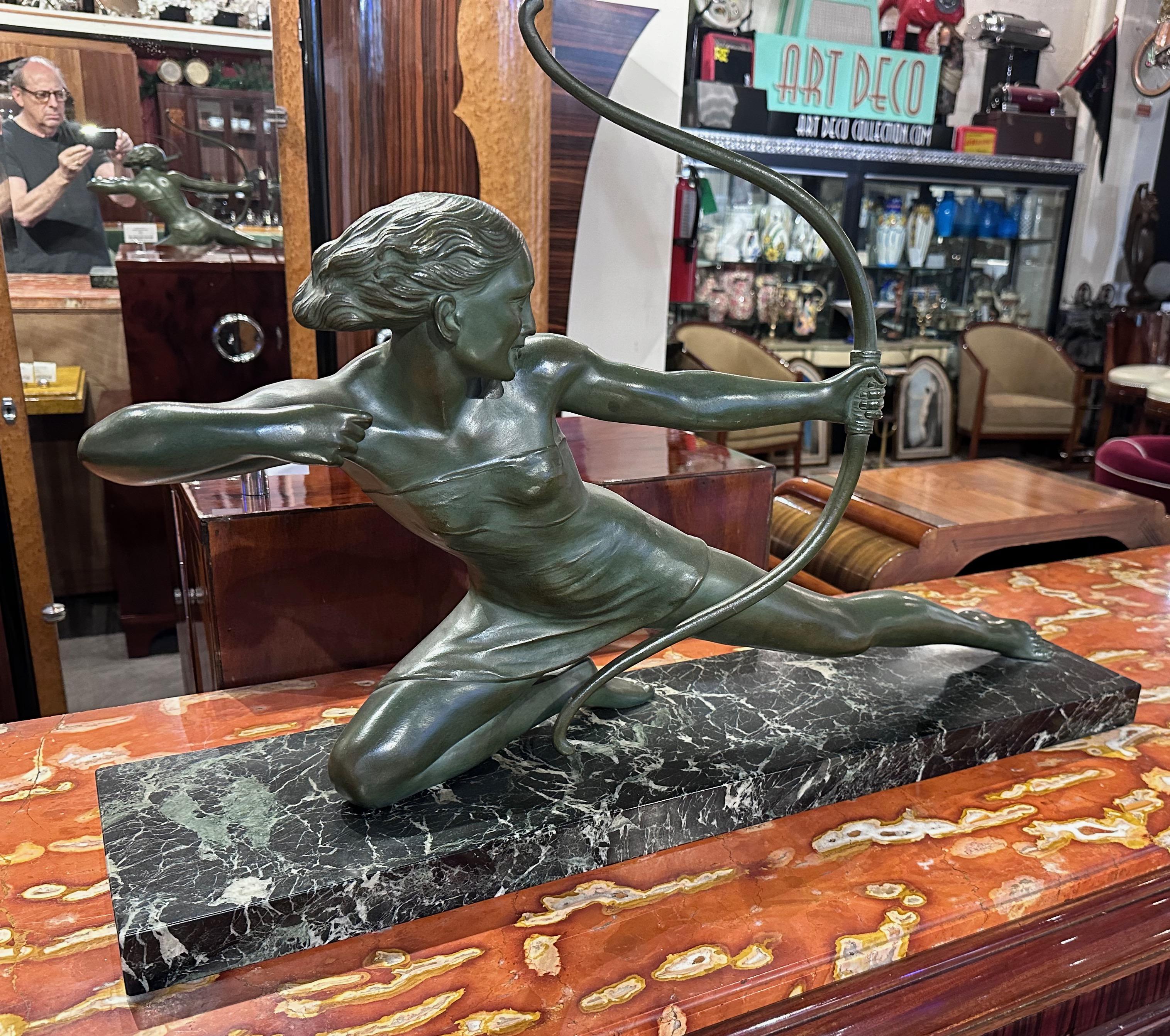 Mid-20th Century French Art Deco Diana the Huntress Bronze by S. Melanie 1930s For Sale
