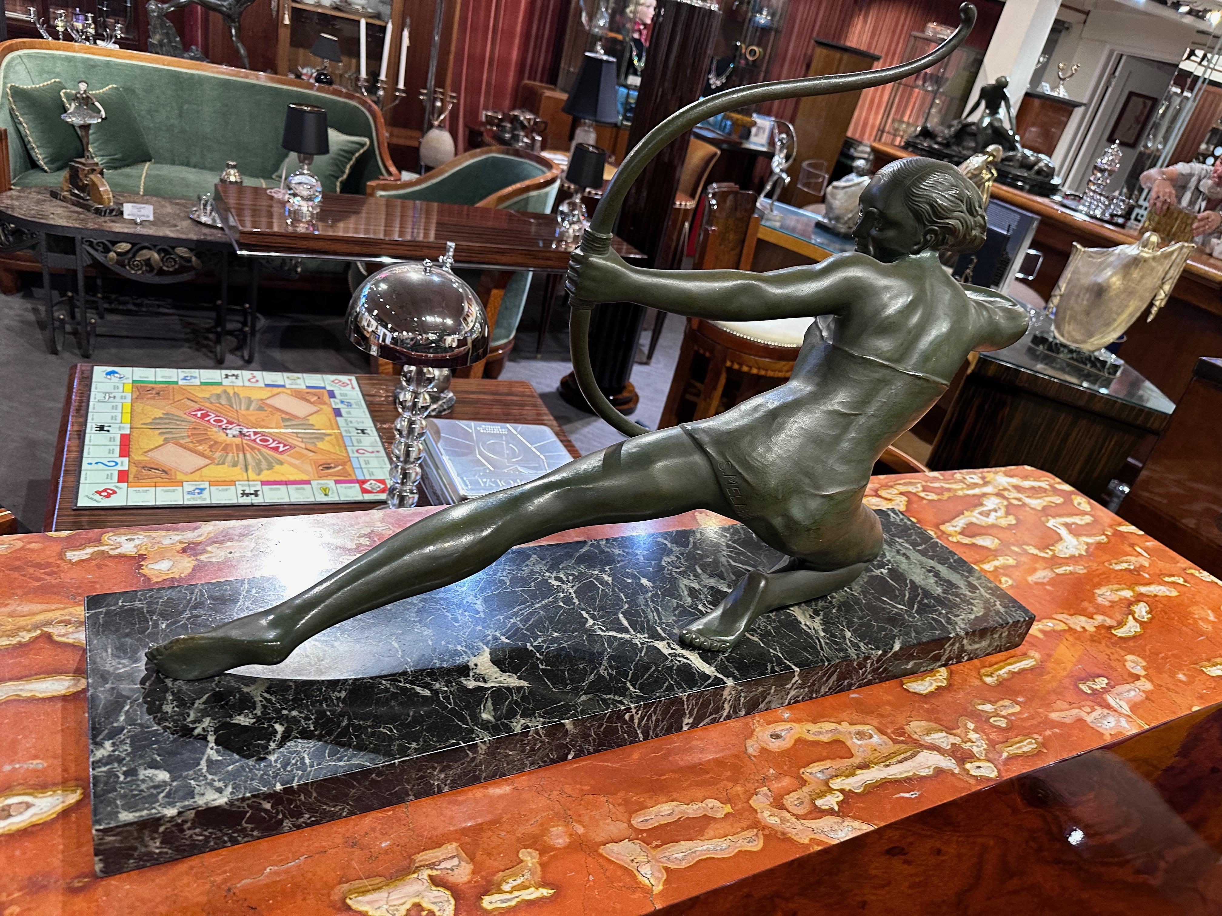 Bronze Art déco français Diane la chasseresse de S. Melanie, années 1930 en vente 1