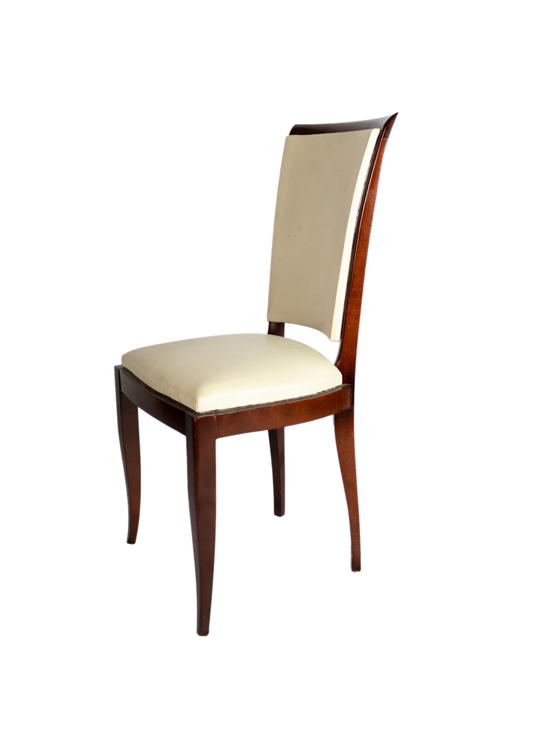 Silla de Comedor Art Decó Francesa, Siglo XX Tapicería en venta