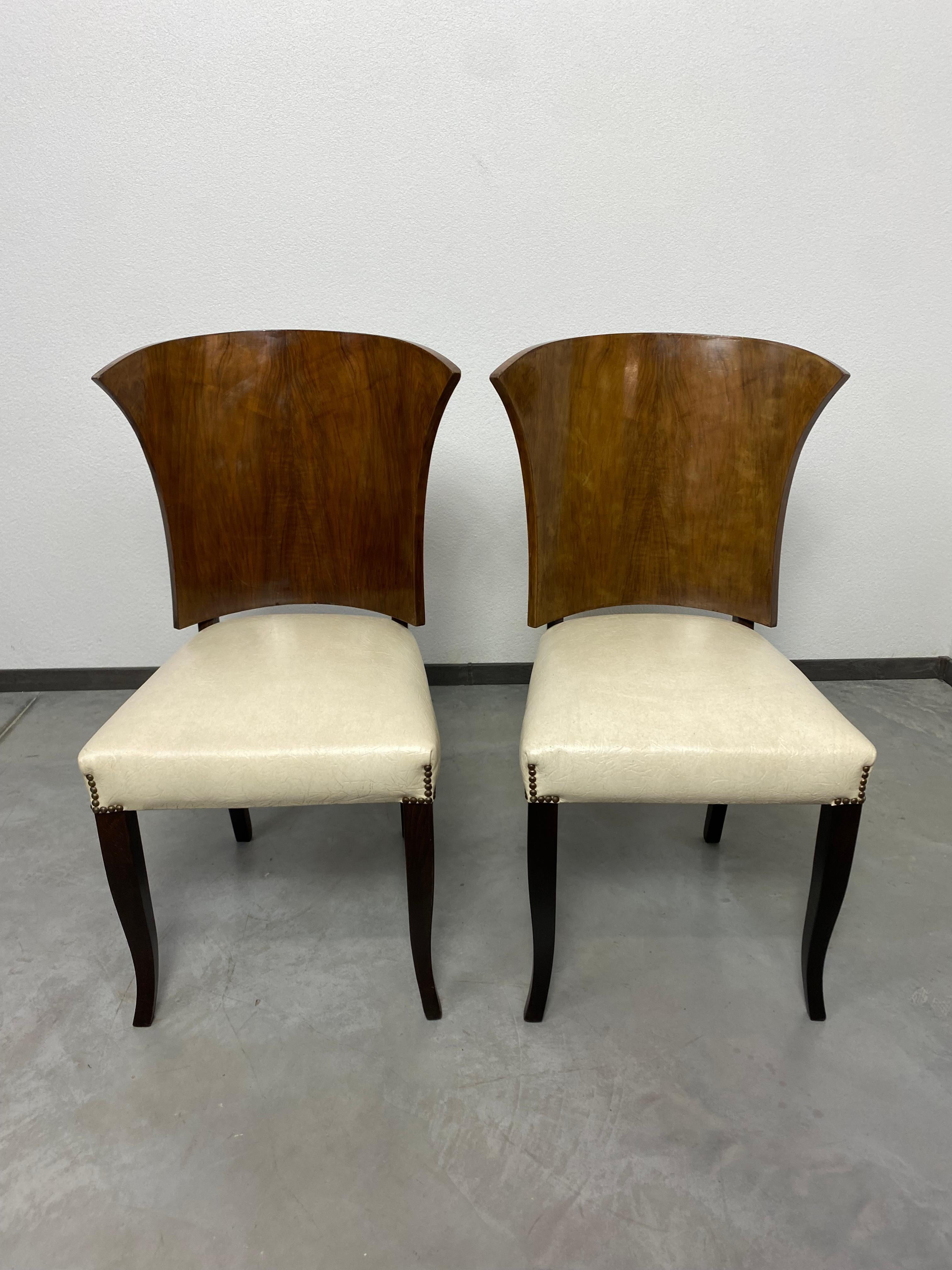 French art deco dining chairs In Good Condition For Sale In Banská Štiavnica, SK