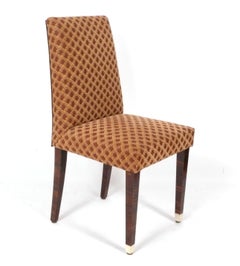 Sillas de Comedor Art Decó Francesas de Macassar Juego de Ocho Refinadas Retapizadas