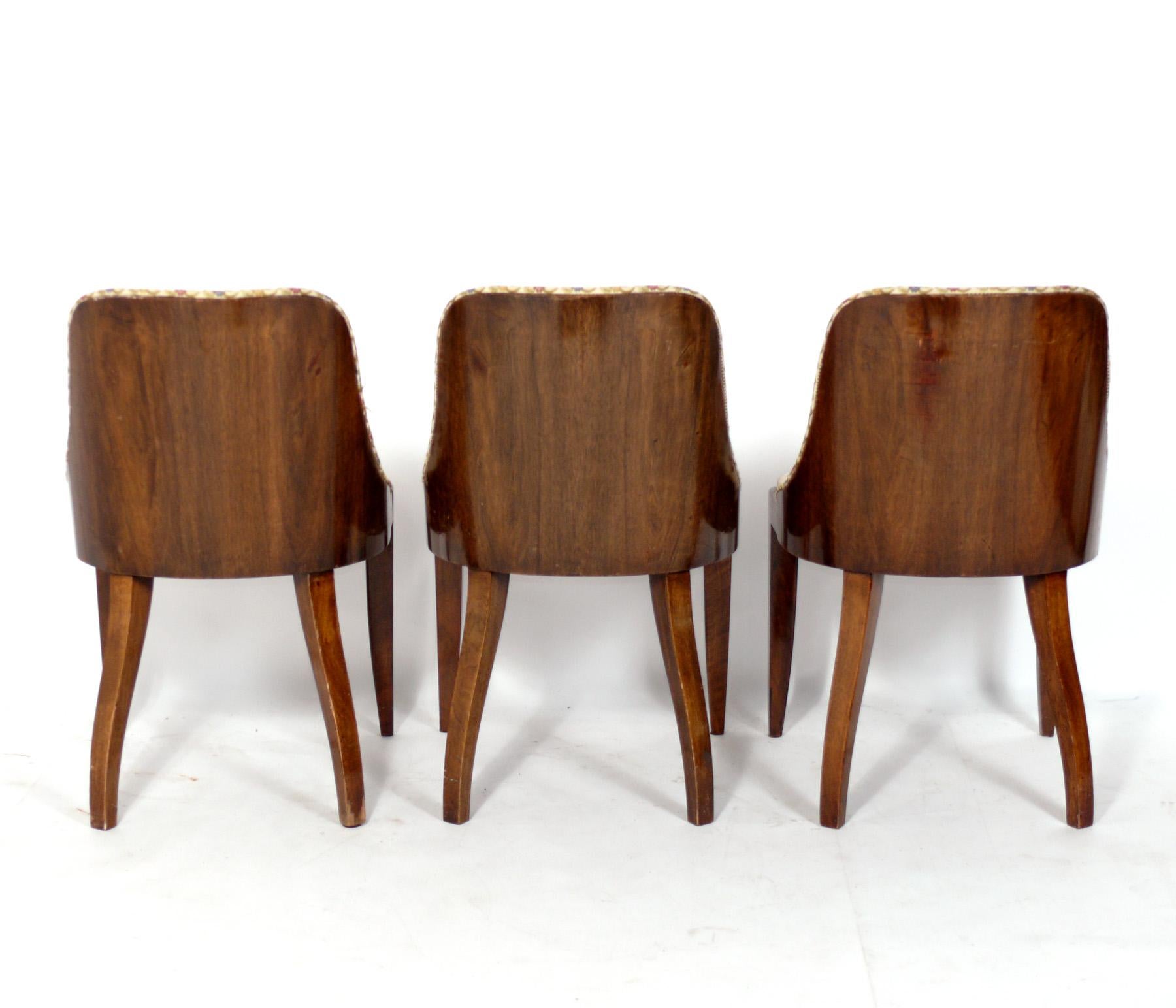Mid-20th Century French Art Deco Dining Chairs Refinished Reupholstered