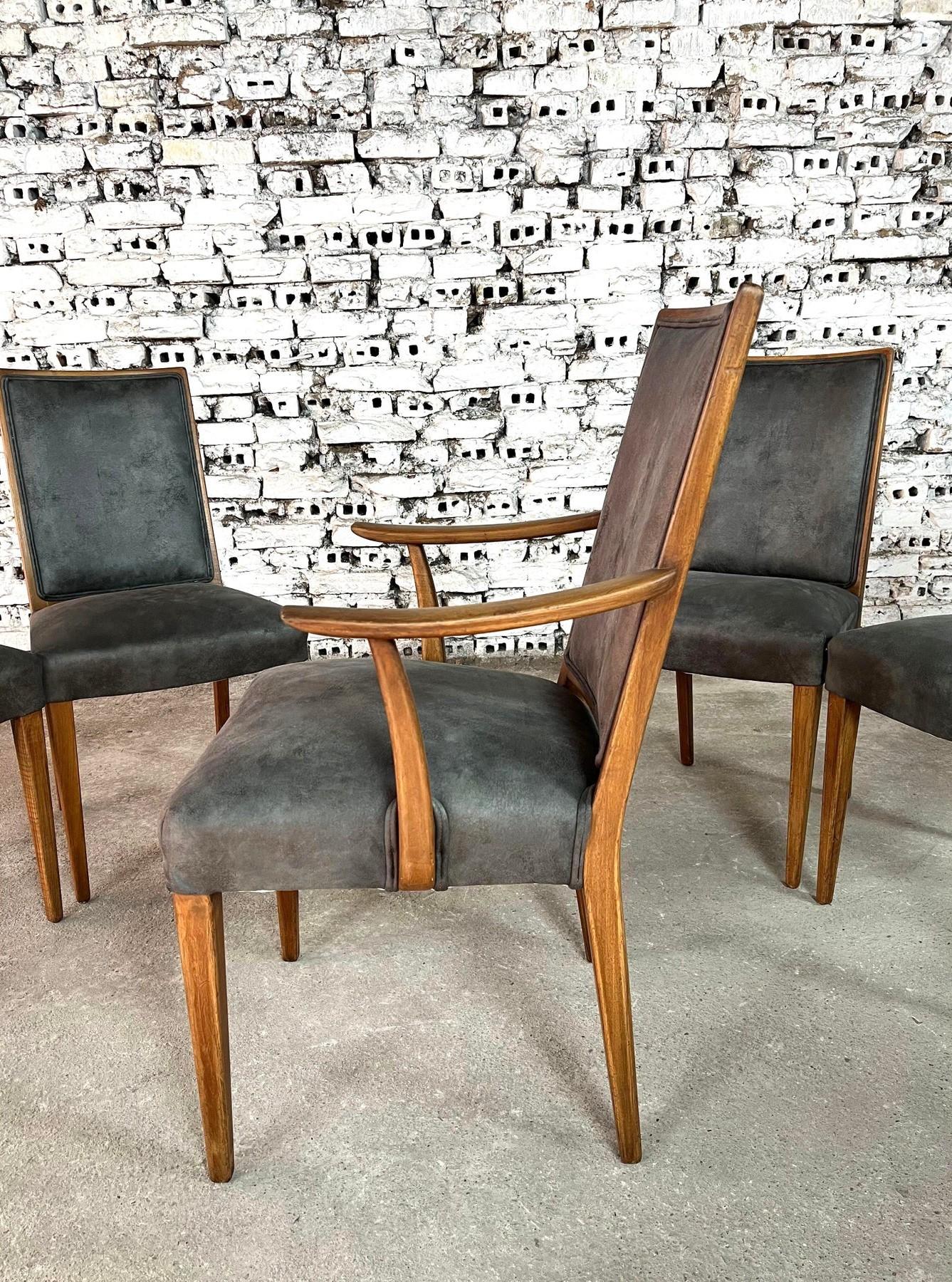 Français French Art Deco Dining Chairs – Set of 7 en vente