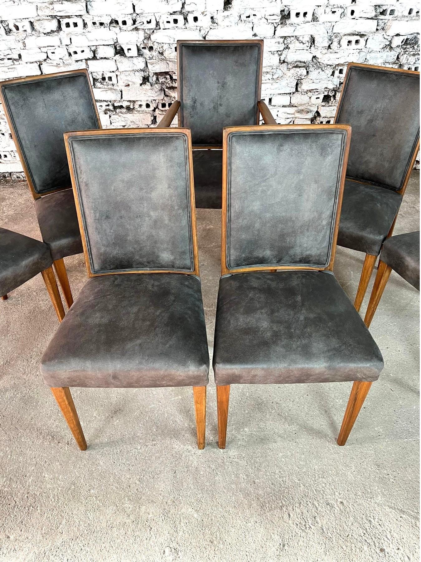 20ième siècle French Art Deco Dining Chairs – Set of 7 en vente